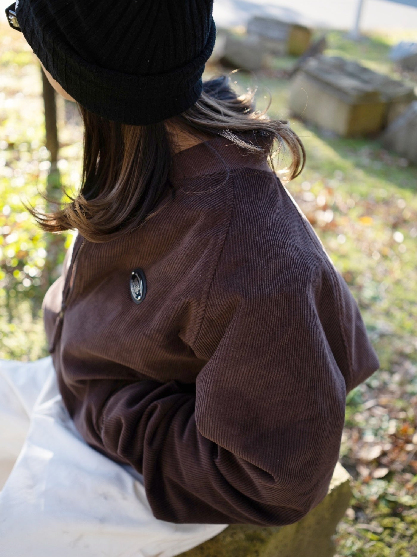 FLUTTER | Corduroy Padded Bomber Jacket - Brown