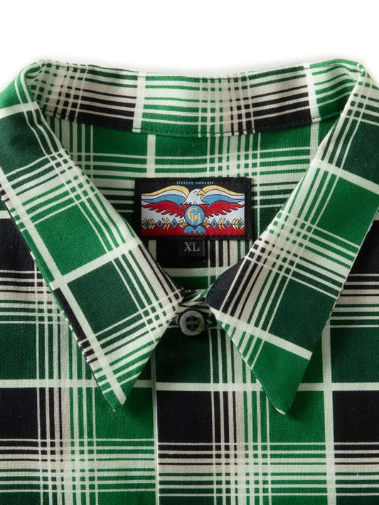 【1.24 (Sat) 12:00 Release】GOOD HELLER | PRINT CHECK L/S SHIRT - Green/Black