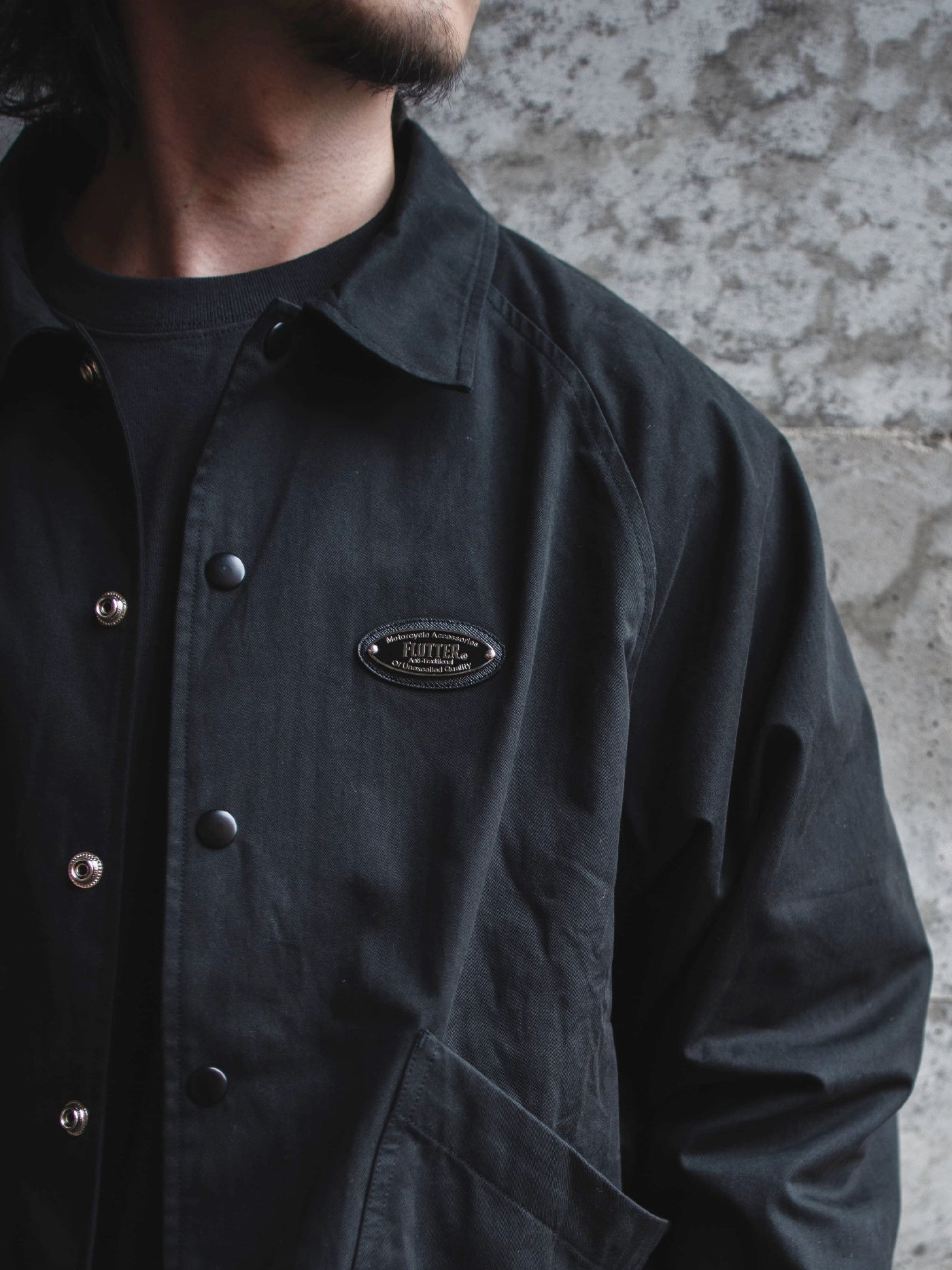 FLUTTER | "The Dress" Cotton Twill Coach Jacket - Black