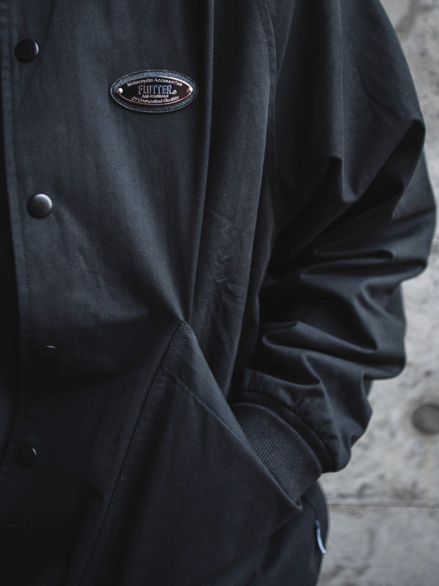FLUTTER | "The Dress" Cotton Twill Coach Jacket - Black