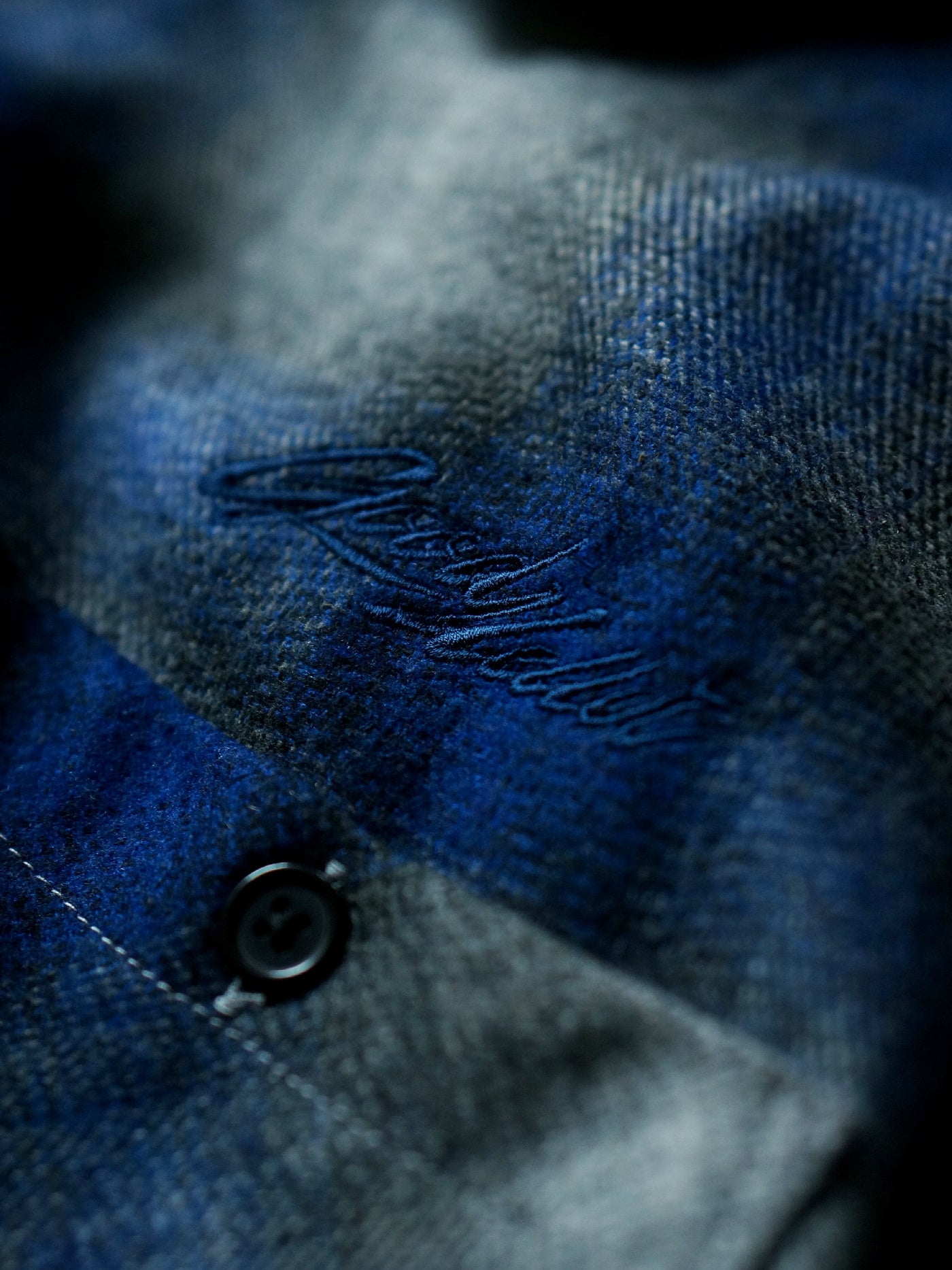 GOOD HELLER | WOOL&POLYESTER OMBRE CHECK SHIRT - Blue