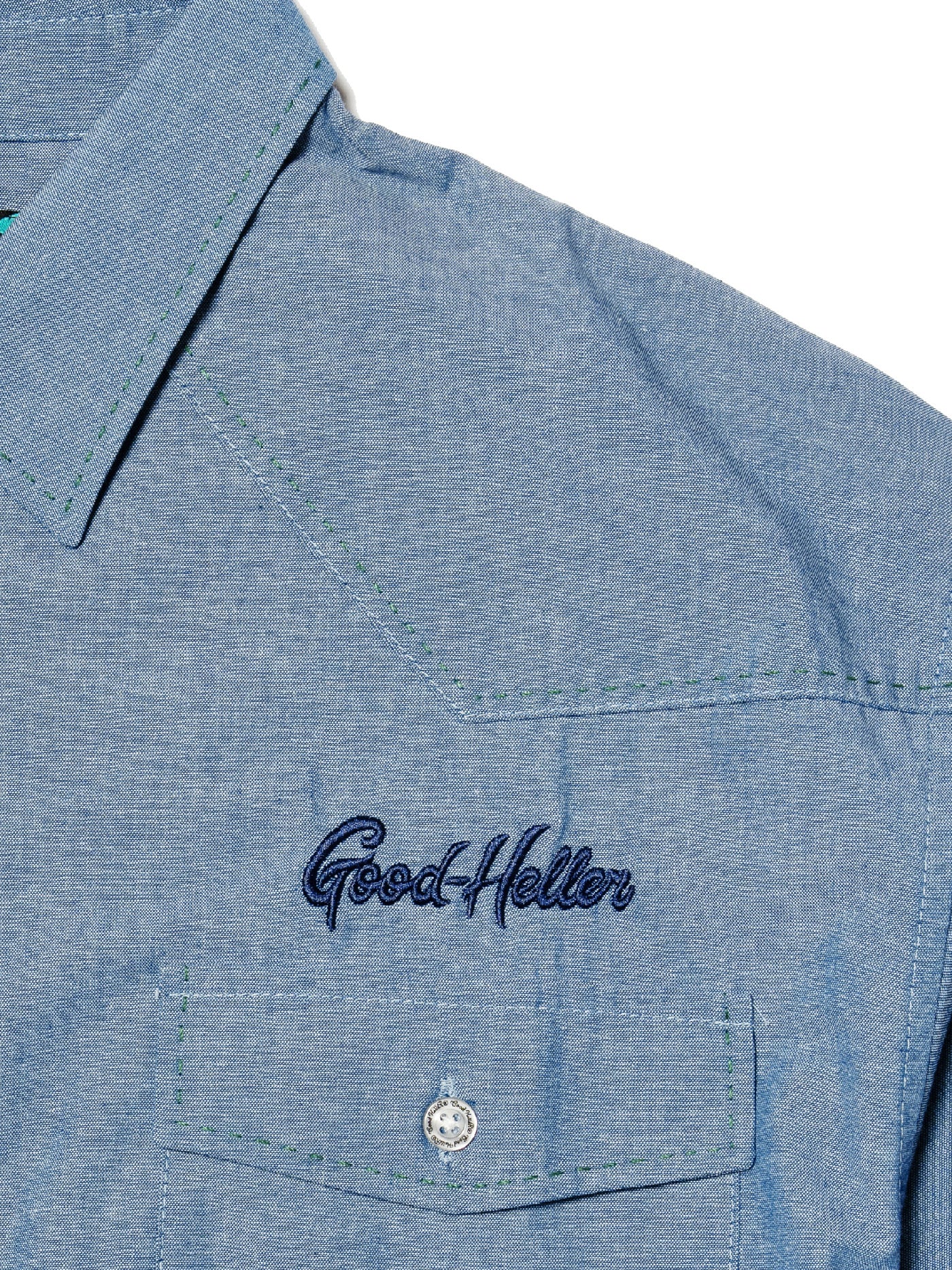 【9.20 (Sat) 12:00 Release】GOOD HELLER | CHAMBRAY WESTERN EMBROIDERY L/S SHIRT