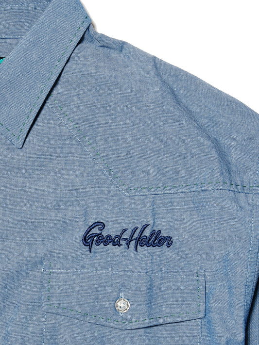 【9.20 (Sat) 12:00 Release】GOOD HELLER | CHAMBRAY WESTERN EMBROIDERY L/S SHIRT