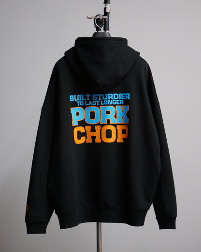 PORKCHOP | O.P. SQUARE ZIP UP HOODIE - Black