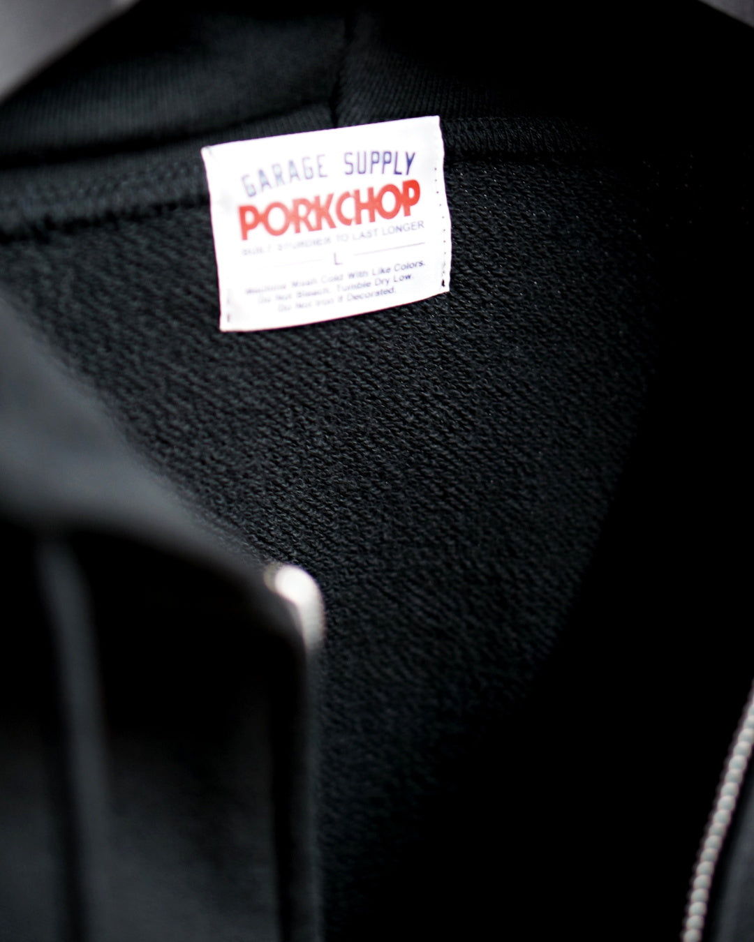 PORKCHOP | O.P. SQUARE ZIP UP HOODIE - Black