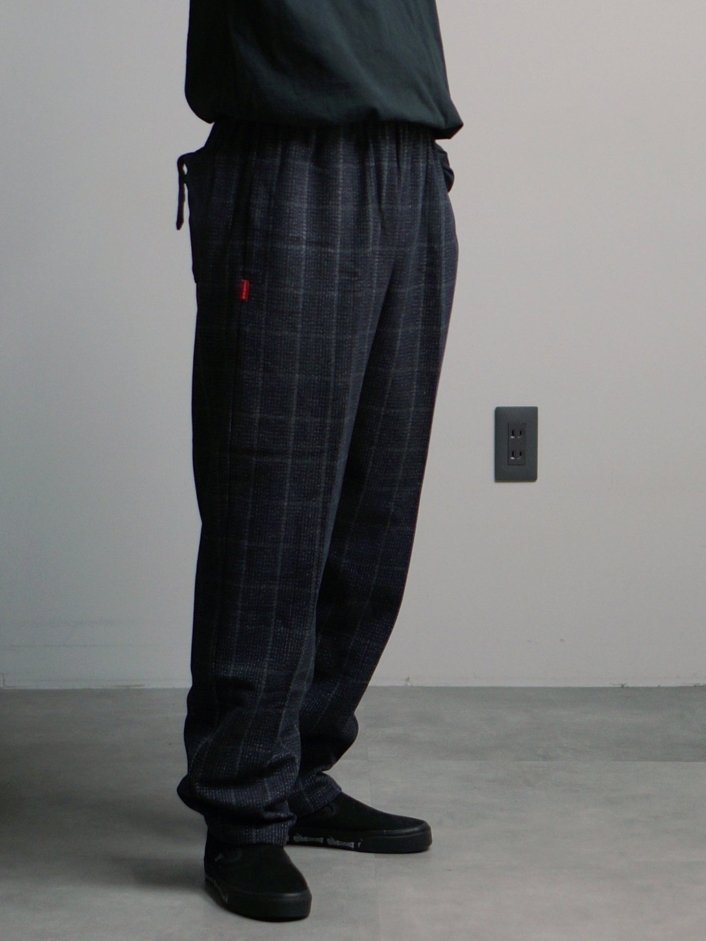 FLUTTER | The Holiday -Comfy fit- Wool check pattern Easy Pants - Navy