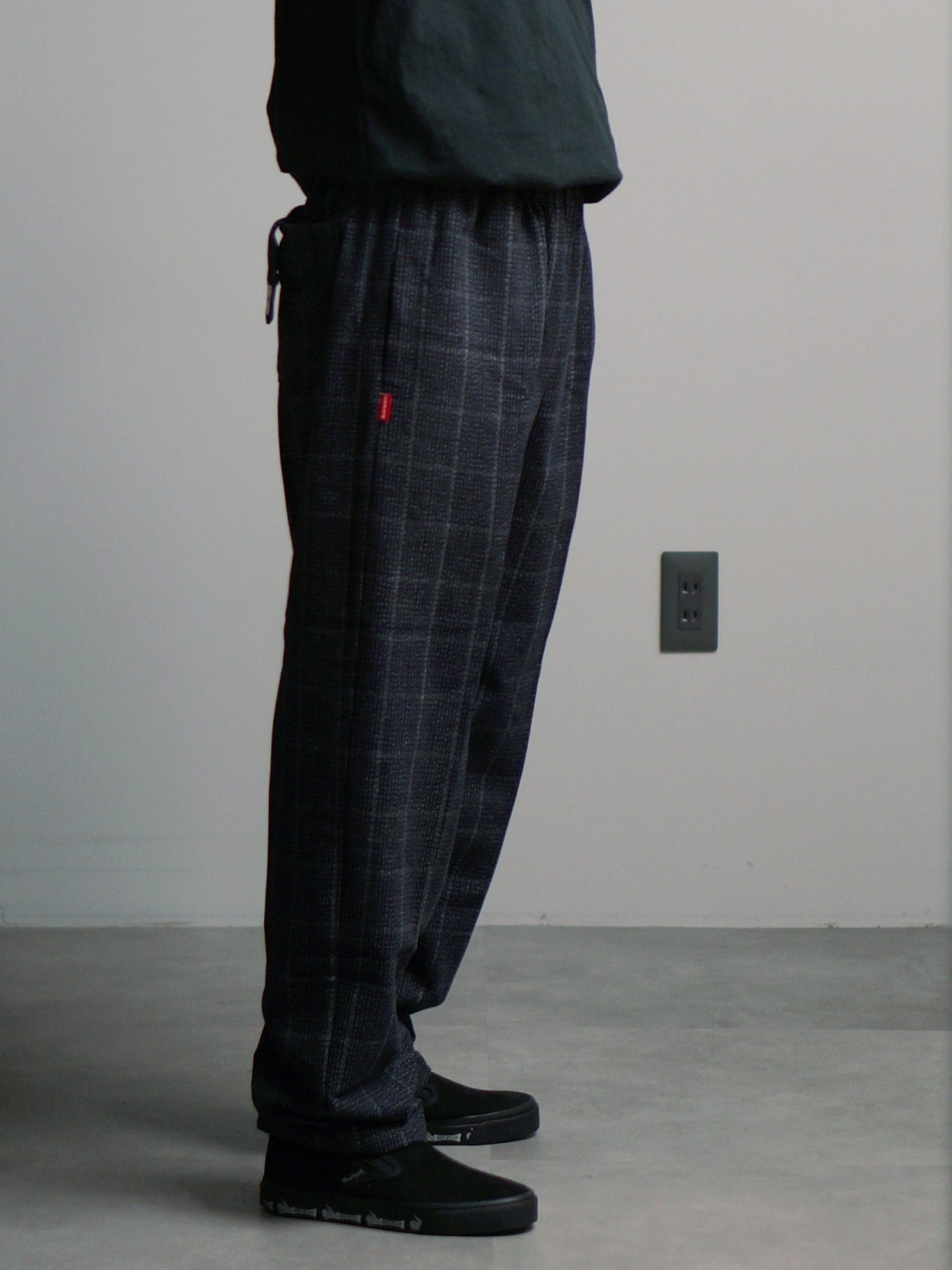 FLUTTER | The Holiday -Comfy fit- Wool check pattern Easy Pants - Navy