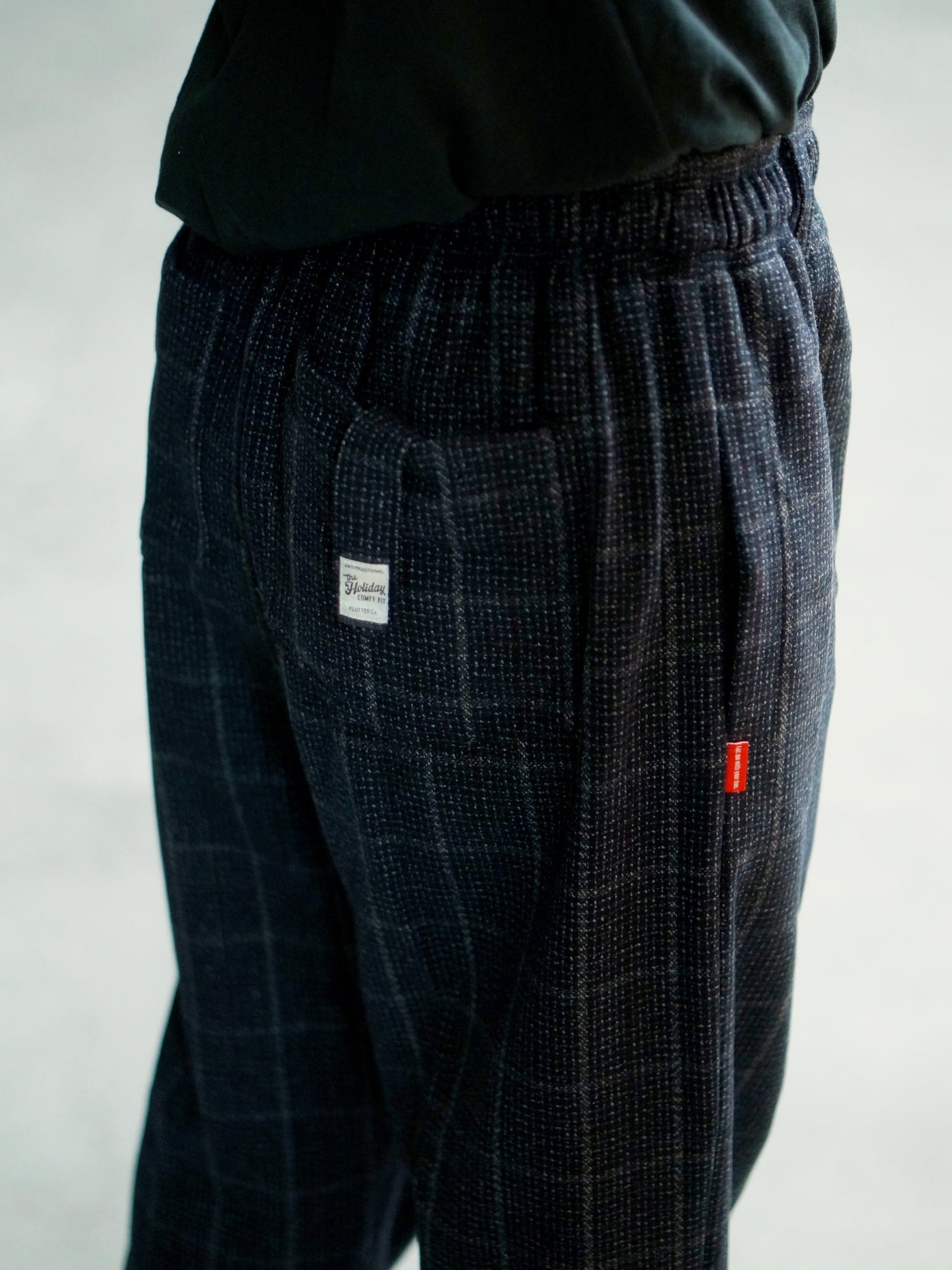 FLUTTER | The Holiday -Comfy fit- Wool check pattern Easy Pants - Navy