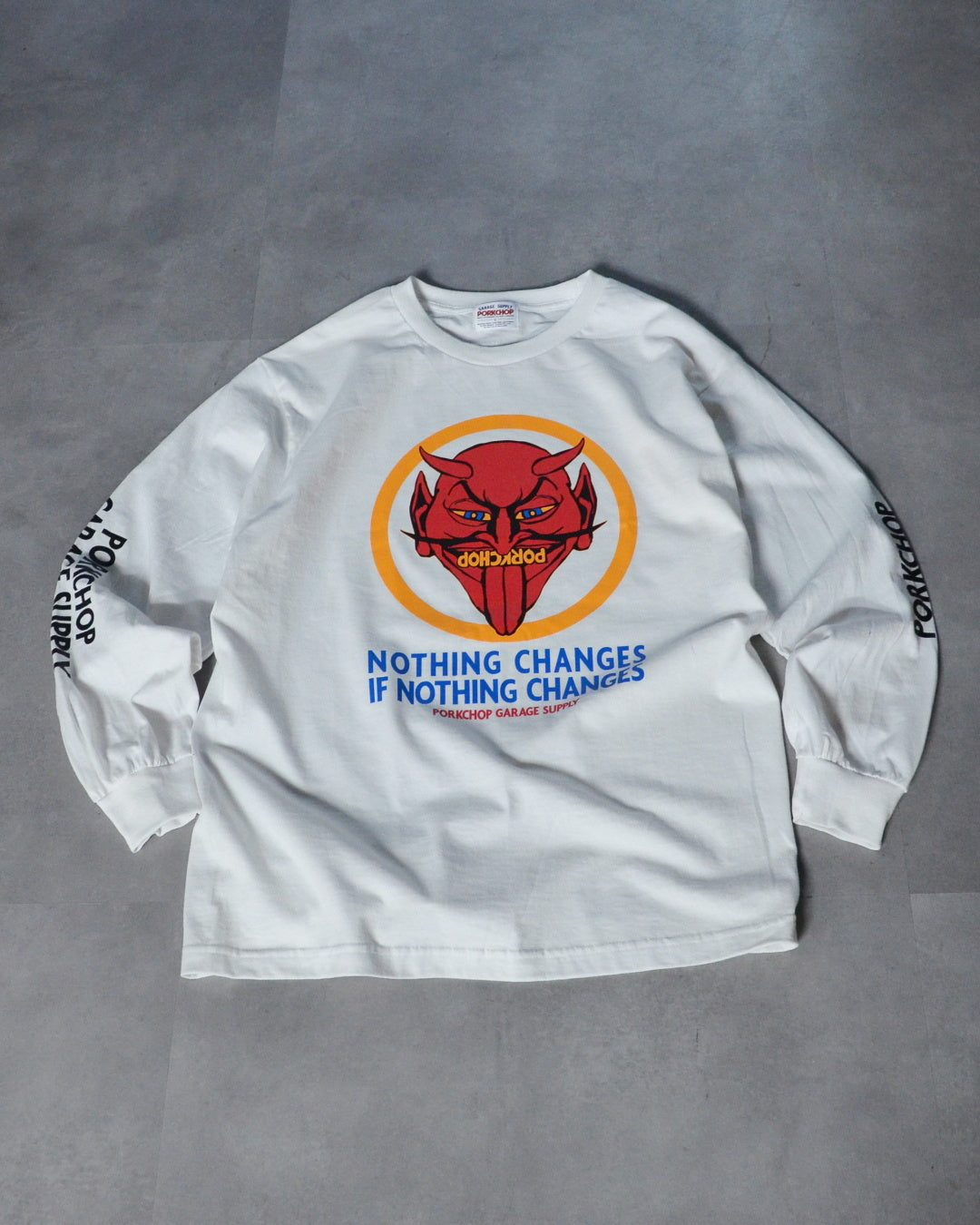PORKCHOP | NOTHING DEVIL L/S TEE - White