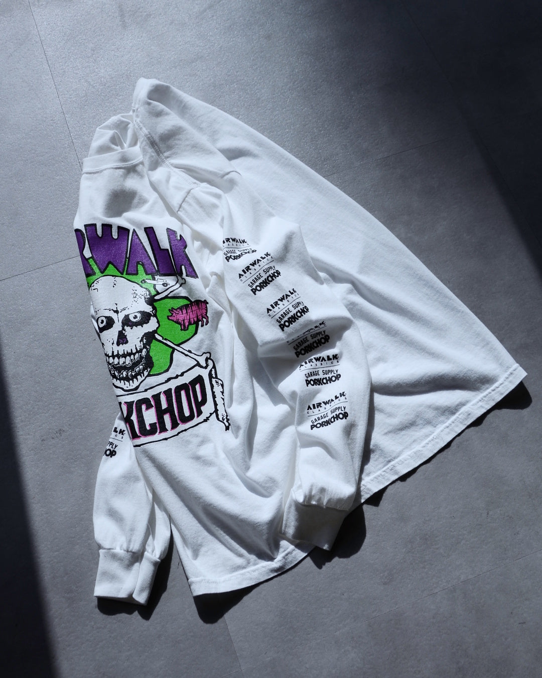 PORKCHOP | AP SKELETON L/S TEE - White