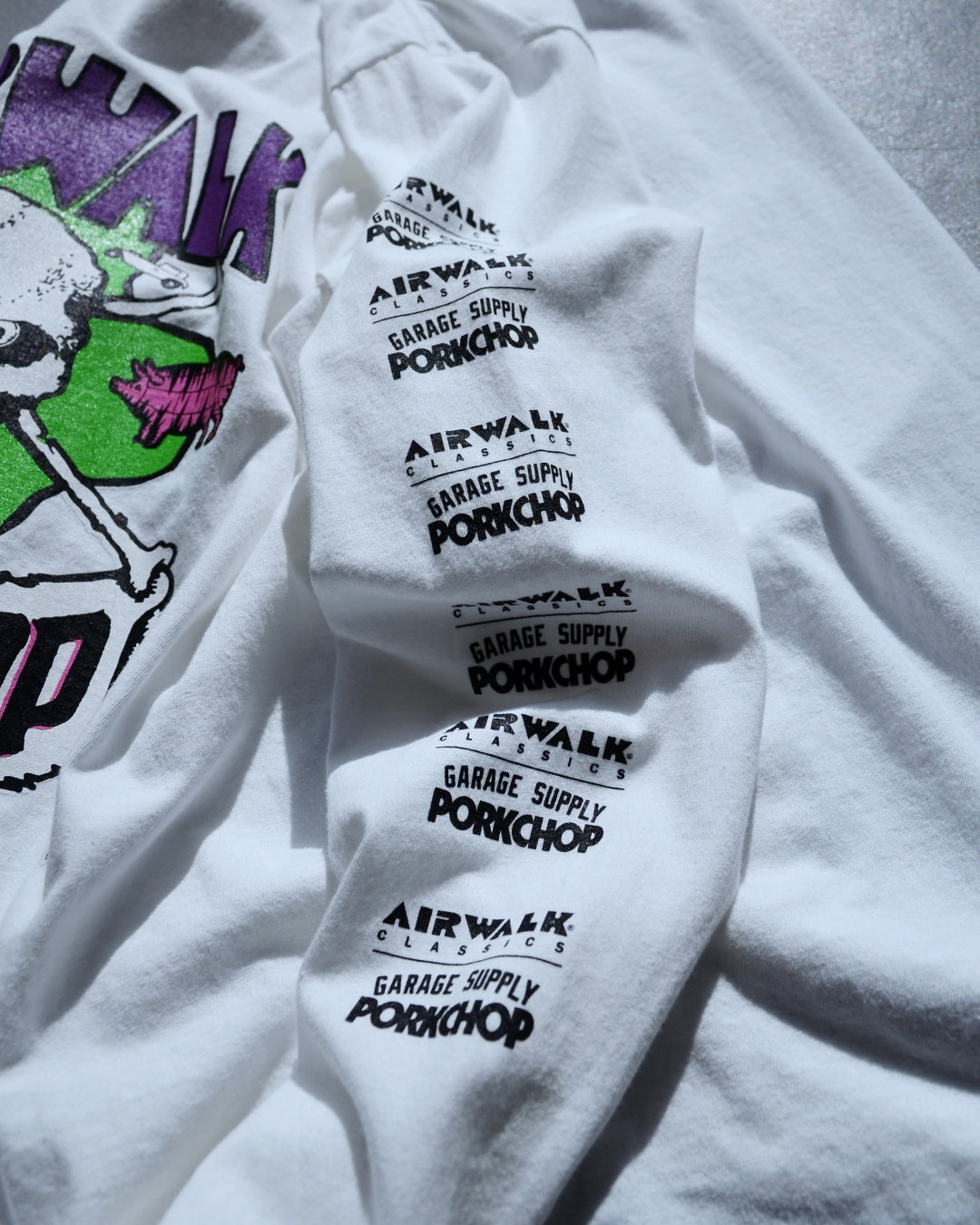 PORKCHOP | AP SKELETON L/S TEE - White