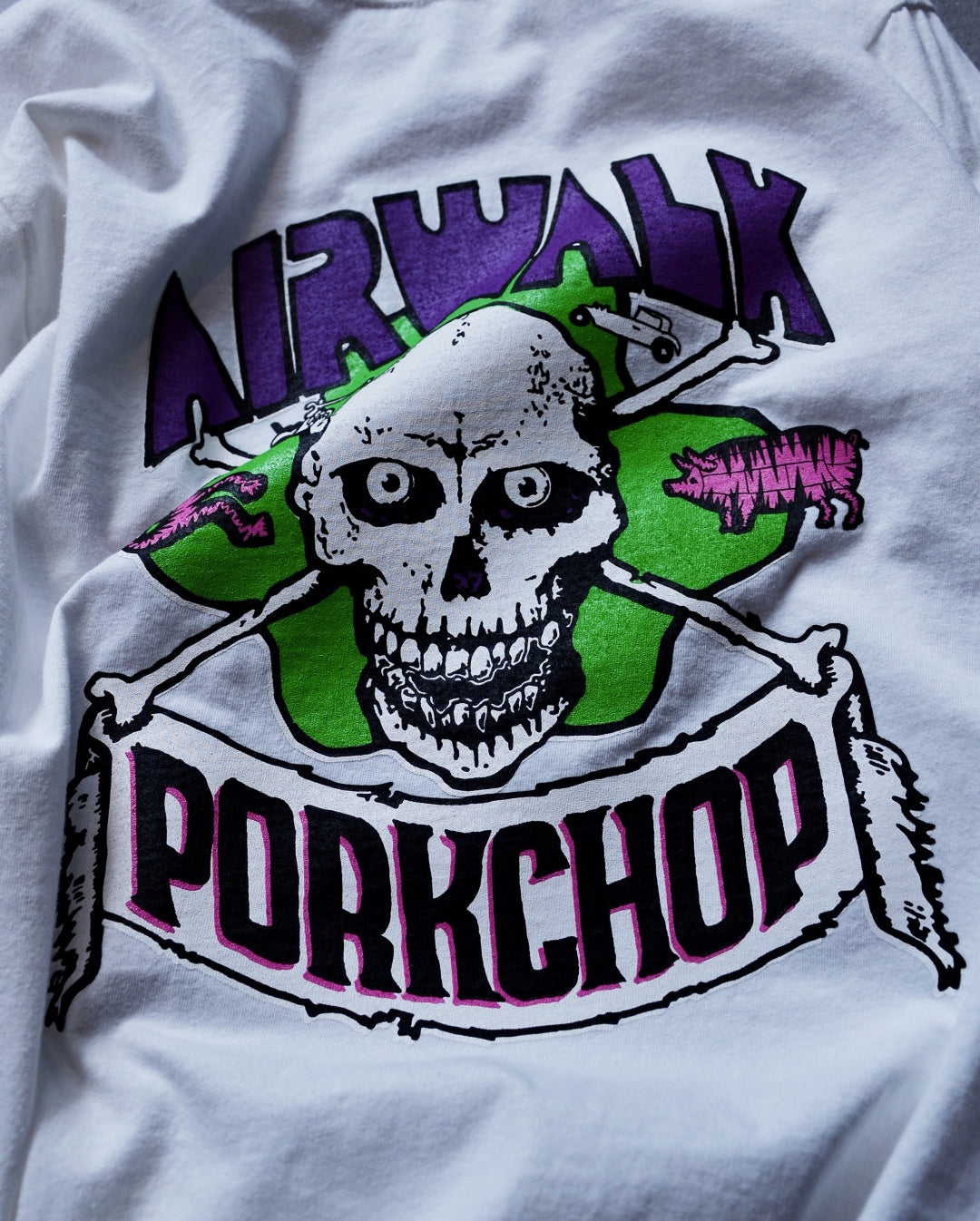 PORKCHOP | AP SKELETON L/S TEE - White