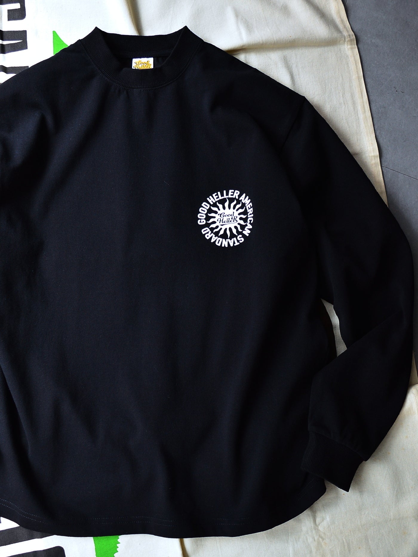 GOOD HELLER | SUN LOGO 9.5oz L/S T-SHIRT - Black