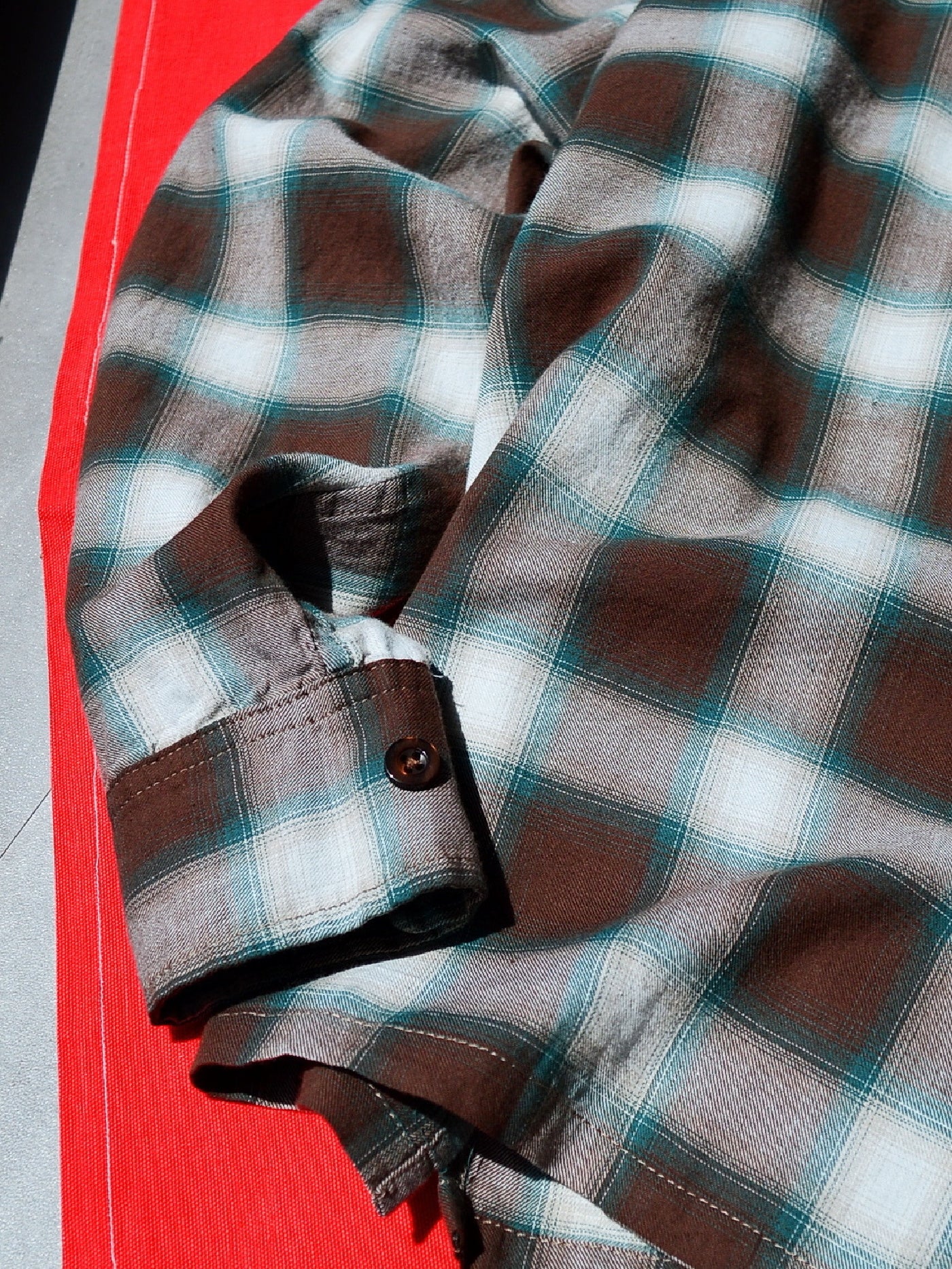 【9.20 (Sat) 12:00 Release】GOOD HELLER | OMBRE CHECK L/S SHIRT - Brown