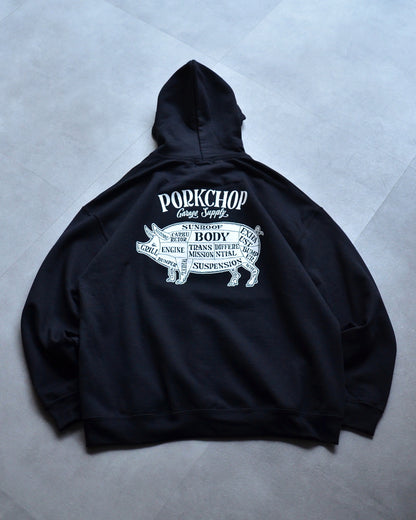 PORKCHOP | PORK BACK HOODIE - Black/White