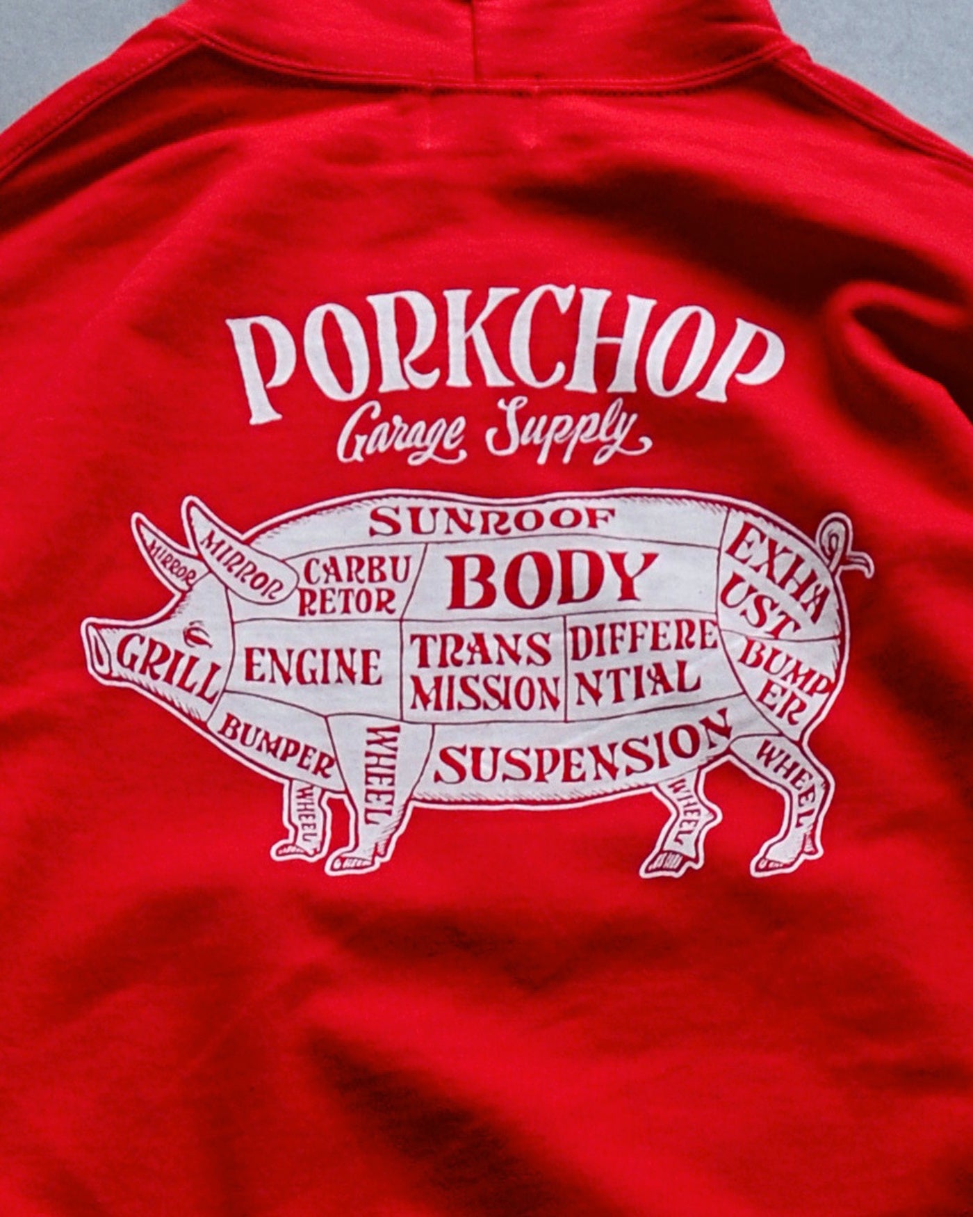 PORKCHOP | PORK BACK HOODIE - Red/White