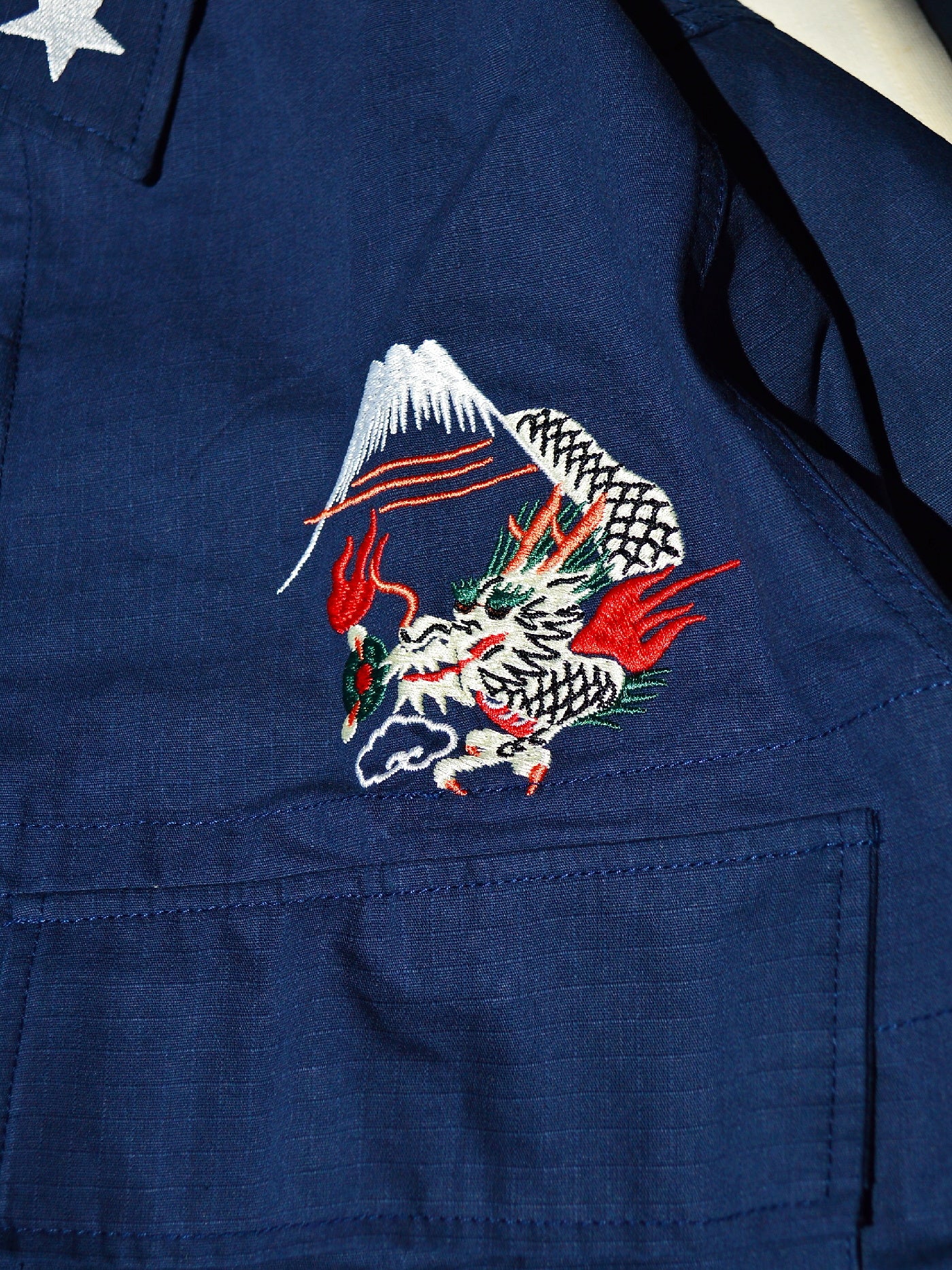 GOOD HELLER | KOR ARMY TYPE SOUVENIR JACKET DRAGON AND US EAGLE EMBROIDERIES - Navy