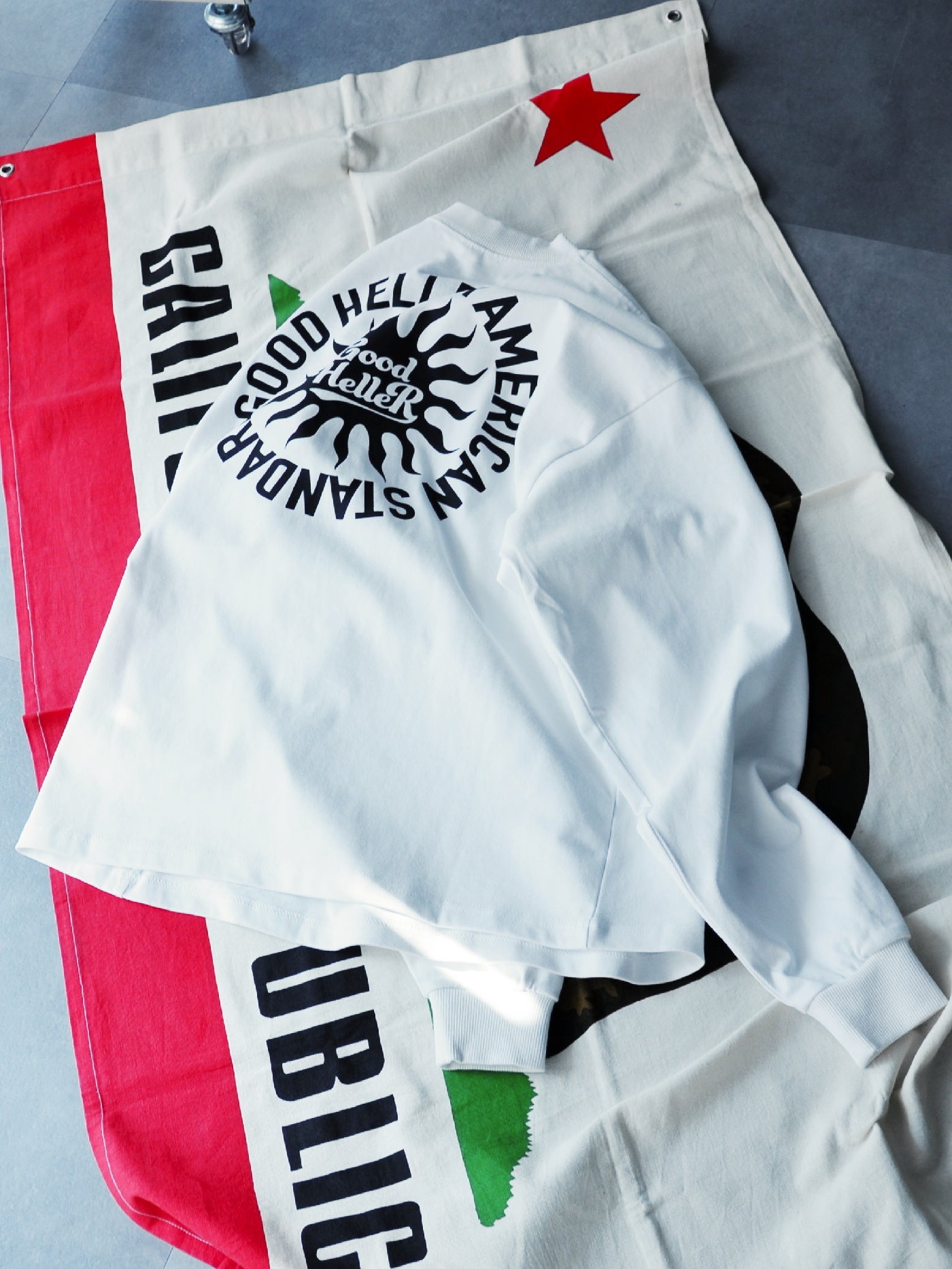 GOOD HELLER | SUN LOGO 9.5oz L/S T-SHIRT - White