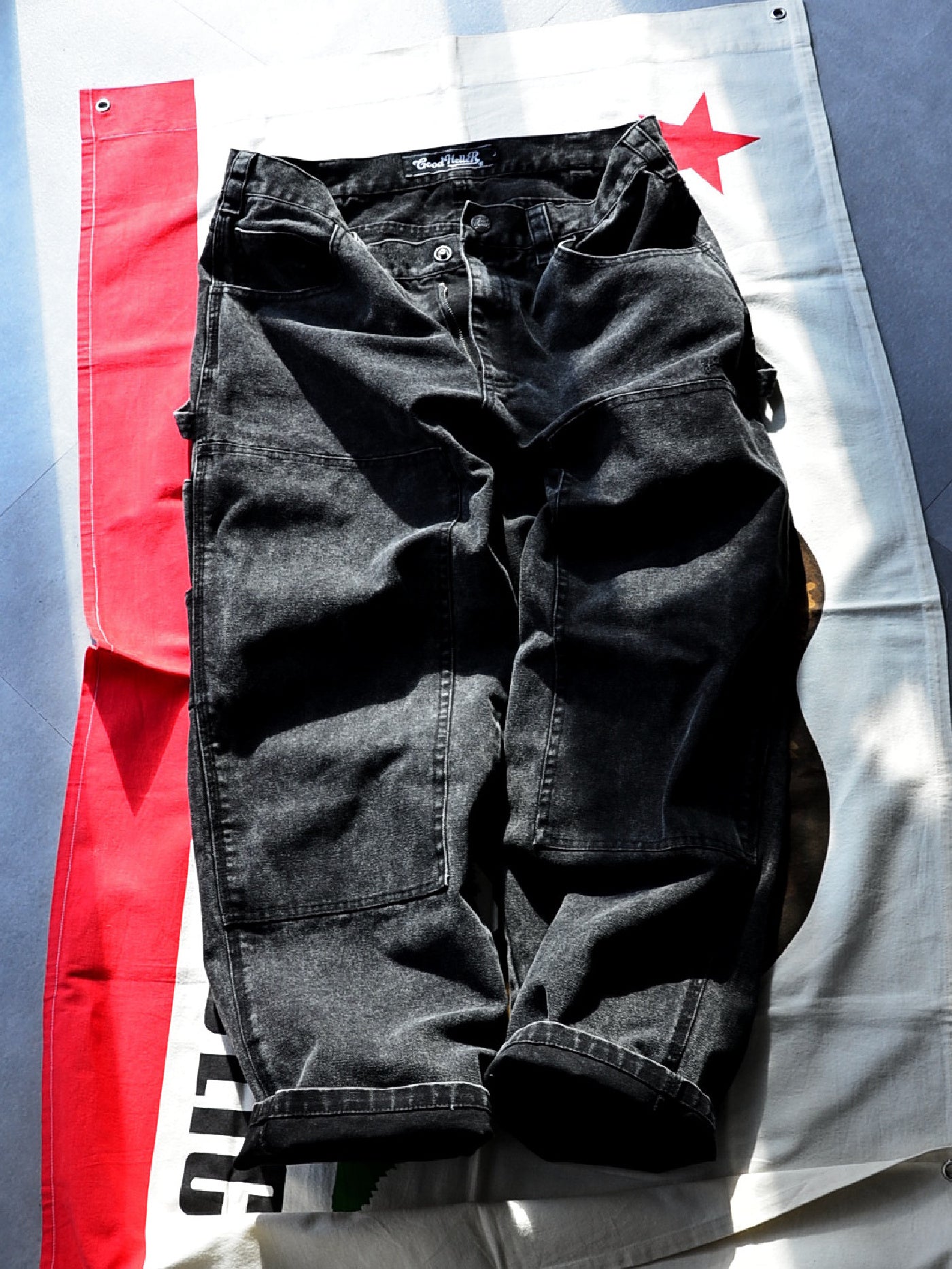 【10.25 (Sat) 12:00 Release】GOOD HELLER | HEAVY CANVAS DOUBLE KNEE PAINTER PANTS - Faded Black