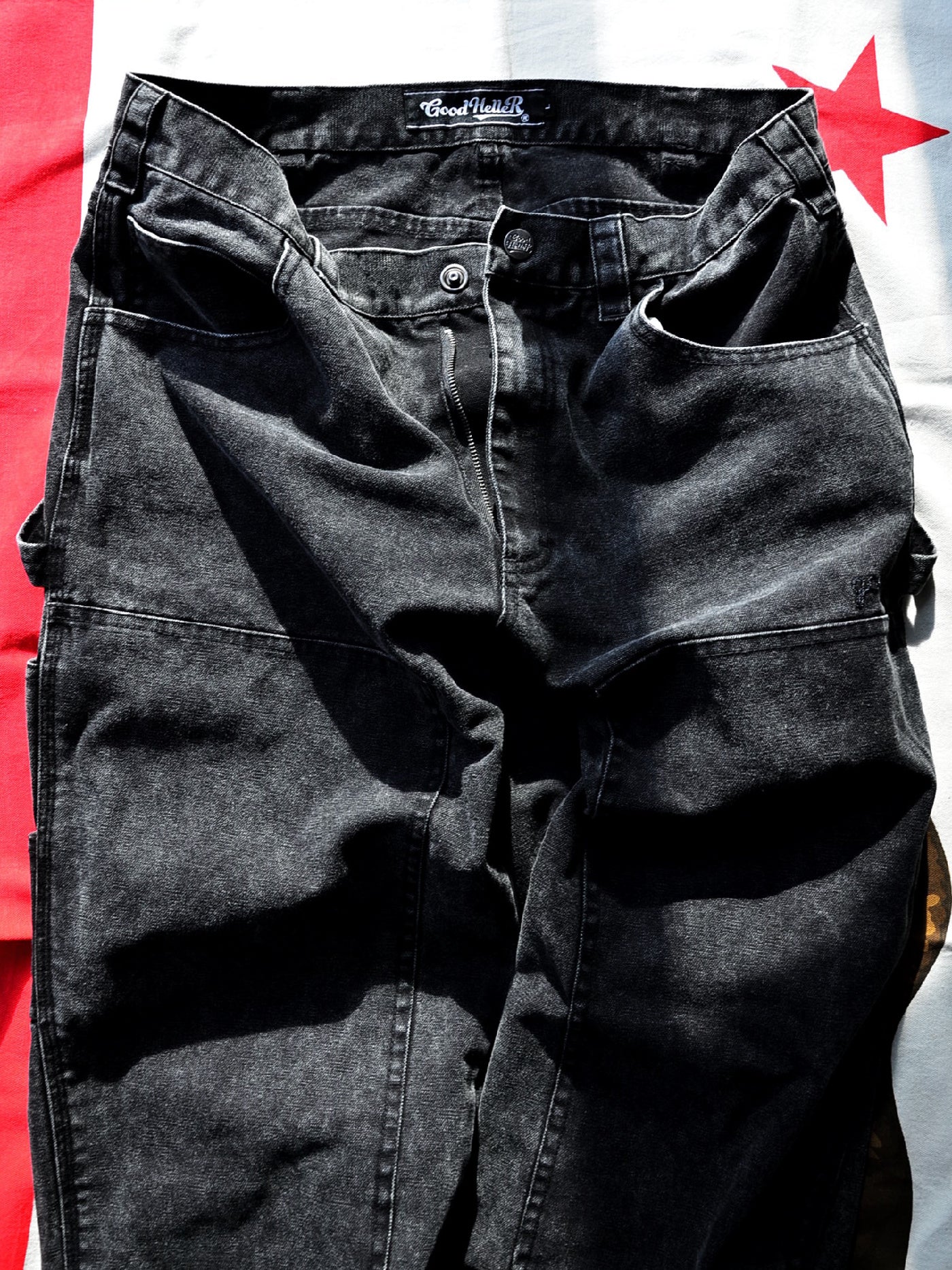【10.25 (Sat) 12:00 Release】GOOD HELLER | HEAVY CANVAS DOUBLE KNEE PAINTER PANTS - Faded Black