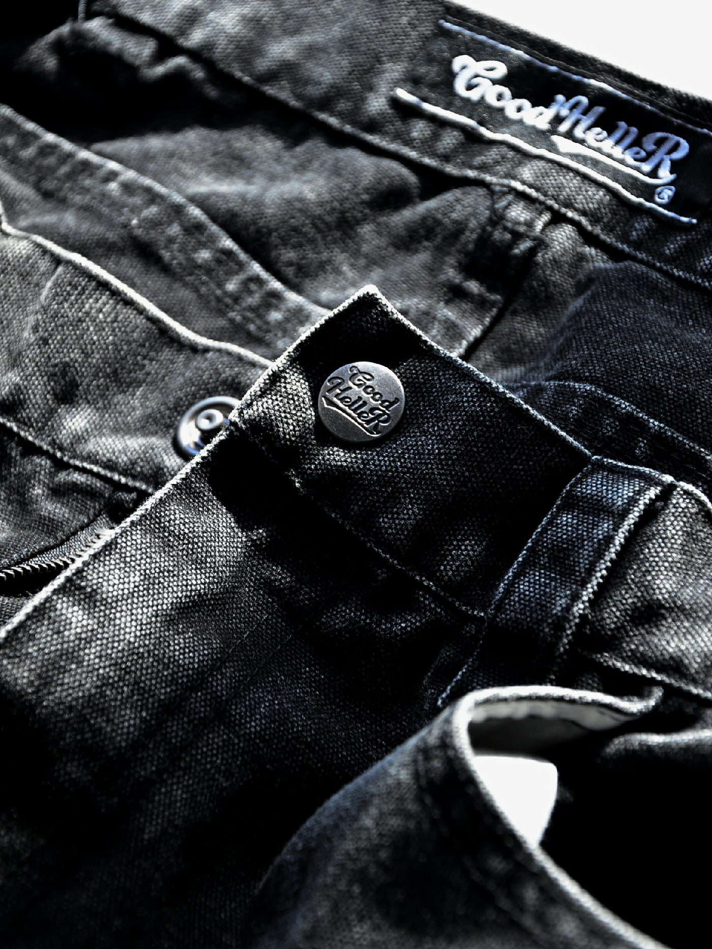 【10.25 (Sat) 12:00 Release】GOOD HELLER | HEAVY CANVAS DOUBLE KNEE PAINTER PANTS - Faded Black