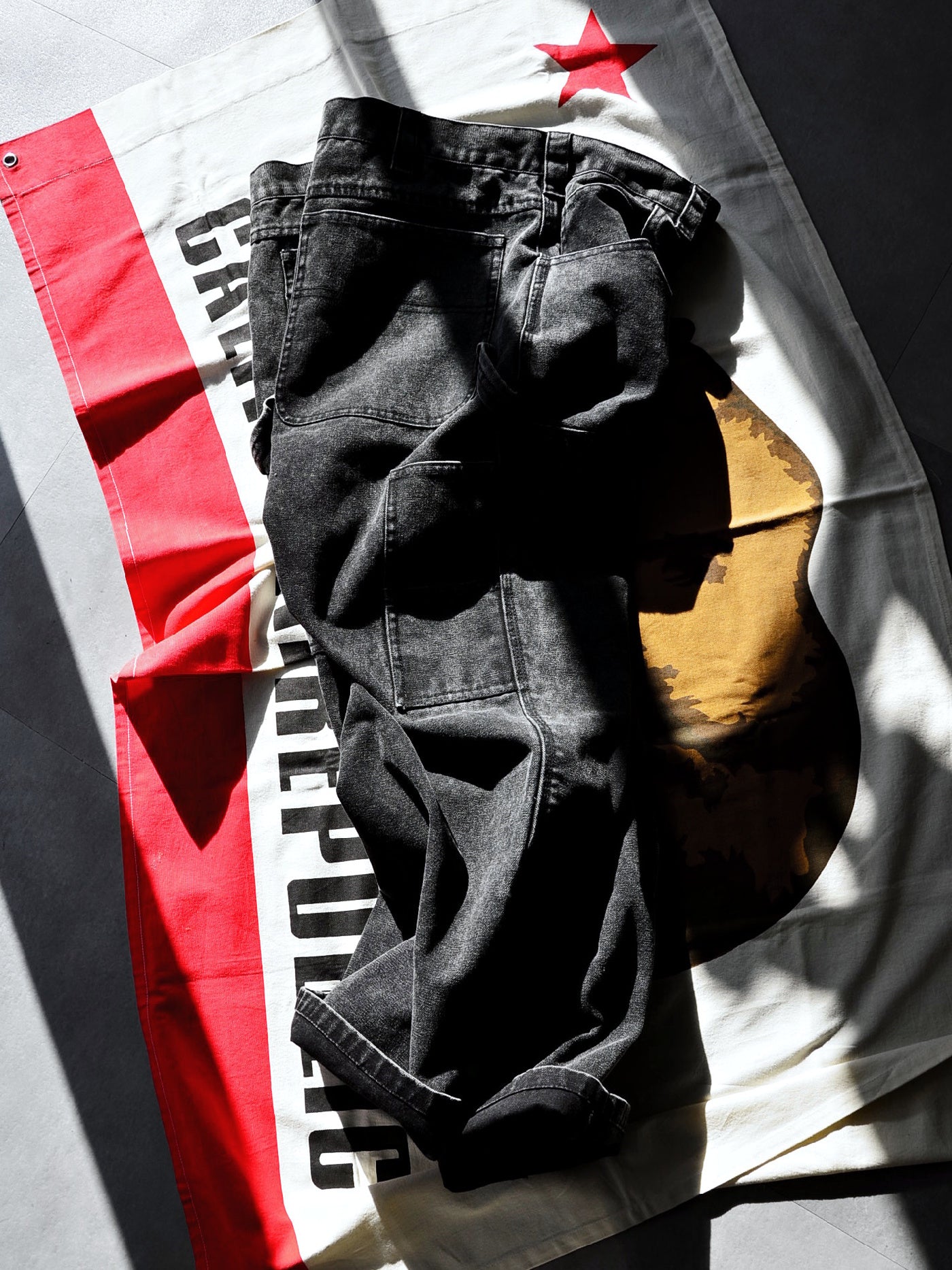 【10.25 (Sat) 12:00 Release】GOOD HELLER | HEAVY CANVAS DOUBLE KNEE PAINTER PANTS - Faded Black