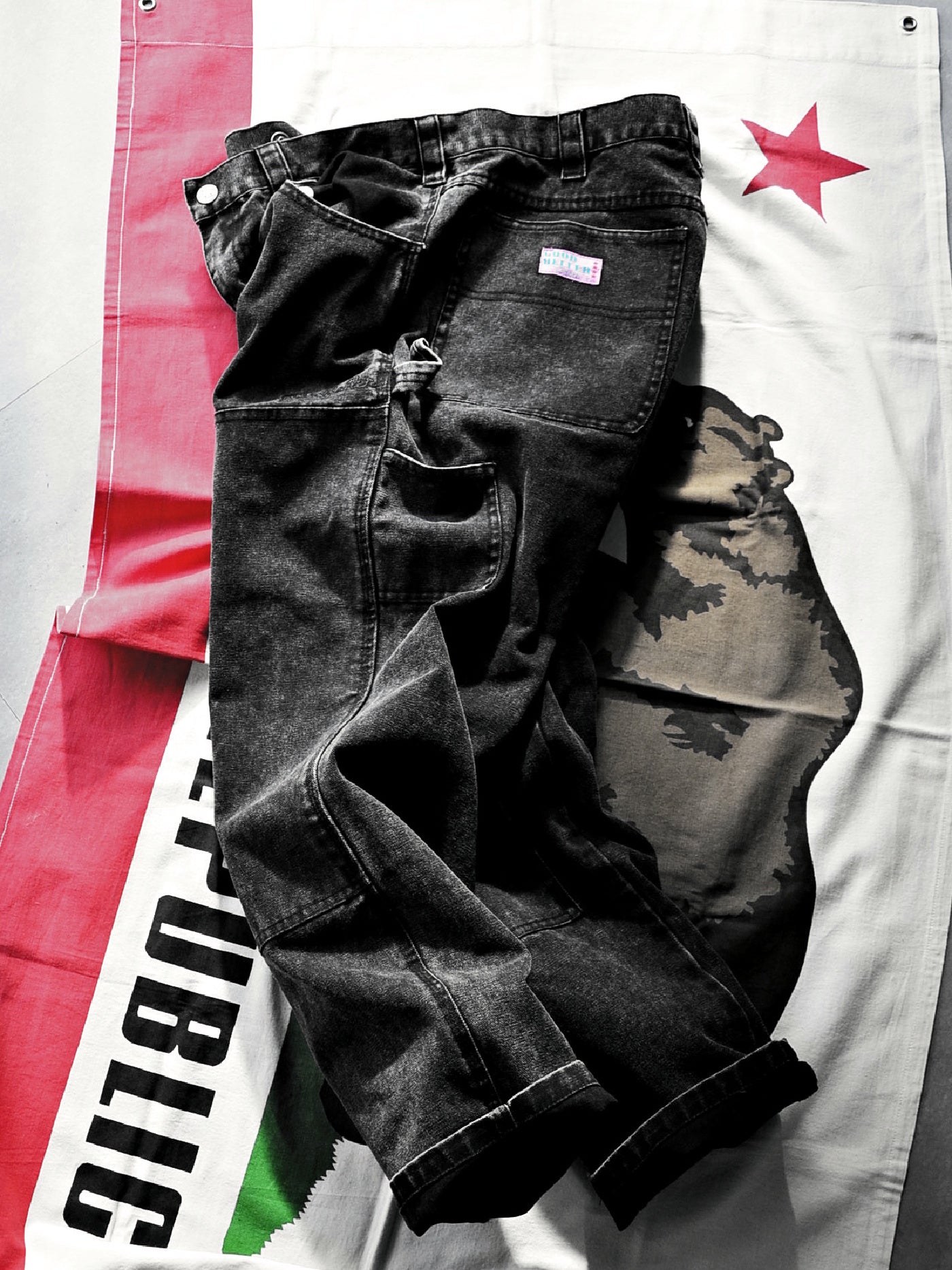 【10.25 (Sat) 12:00 Release】GOOD HELLER | HEAVY CANVAS DOUBLE KNEE PAINTER PANTS - Faded Black