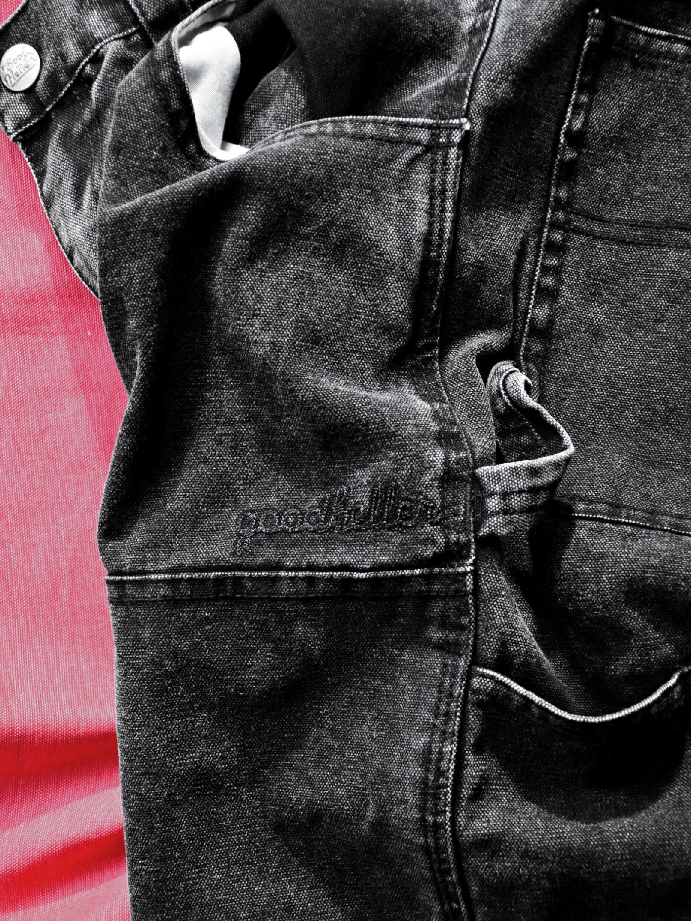 【10.25 (Sat) 12:00 Release】GOOD HELLER | HEAVY CANVAS DOUBLE KNEE PAINTER PANTS - Faded Black