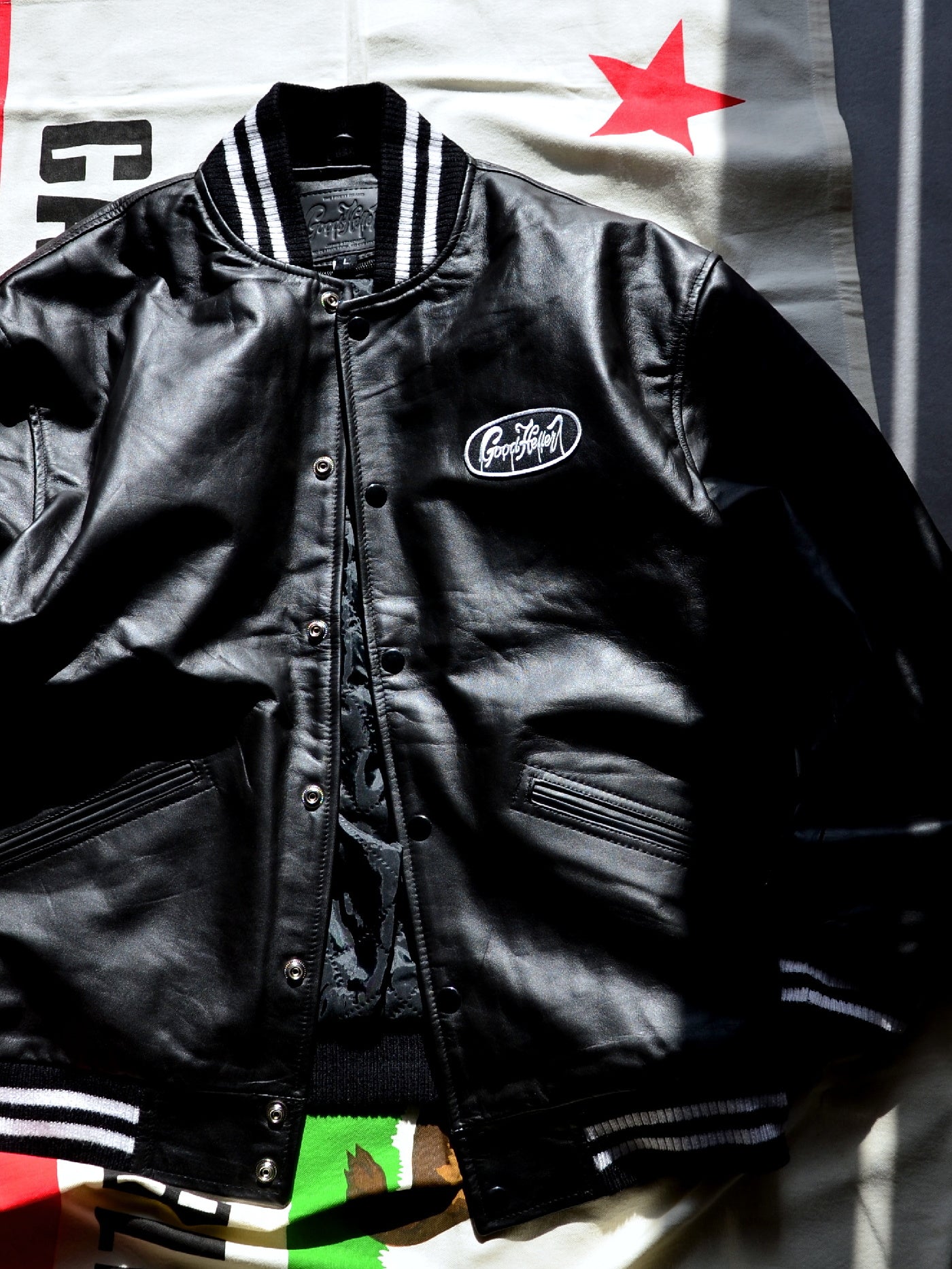 GOOD HELLER | LIGHT LEATHER AWARD JACKET - Black – TRUMPS