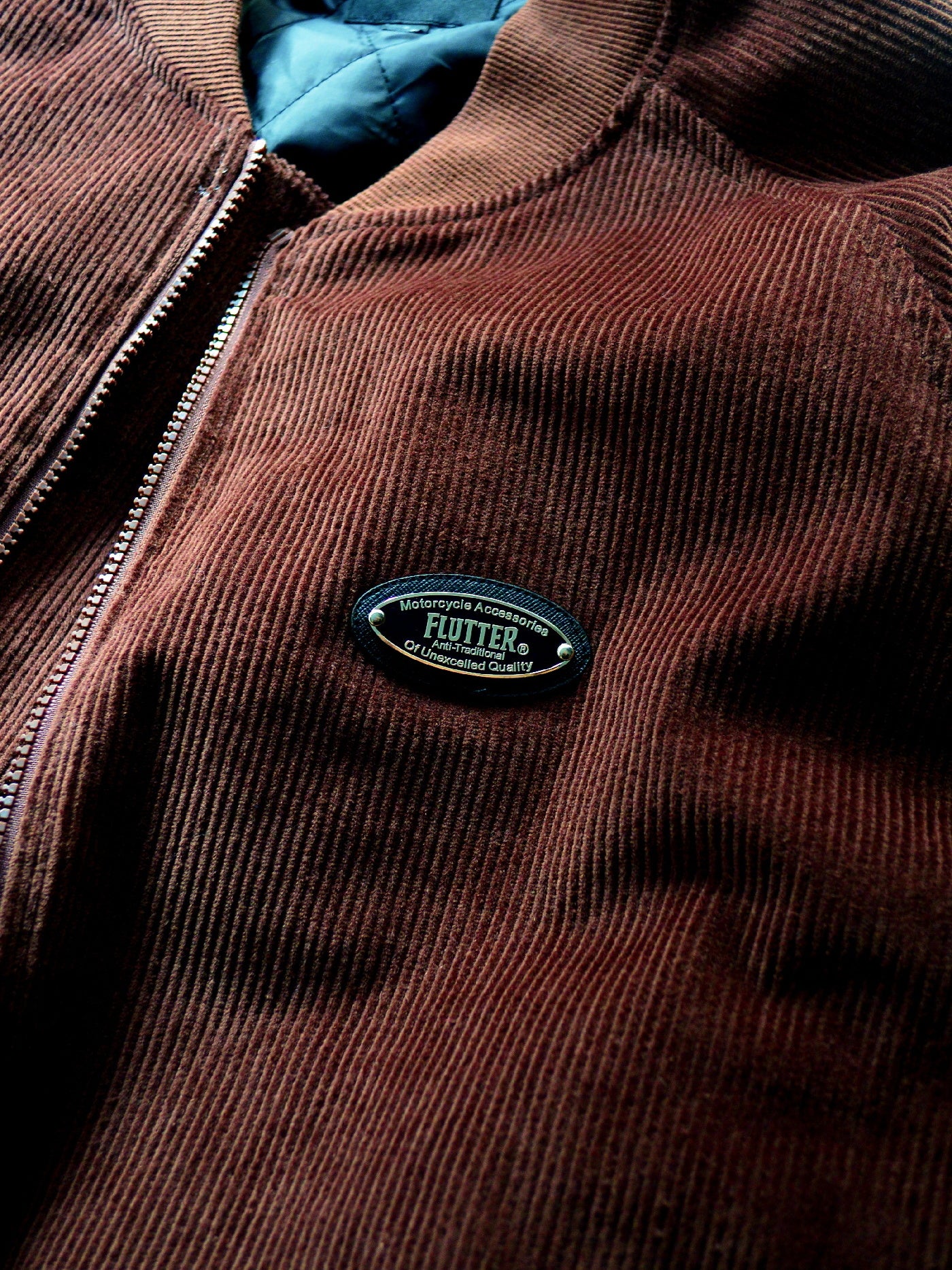 FLUTTER | Corduroy Padded Bomber Jacket - Brown