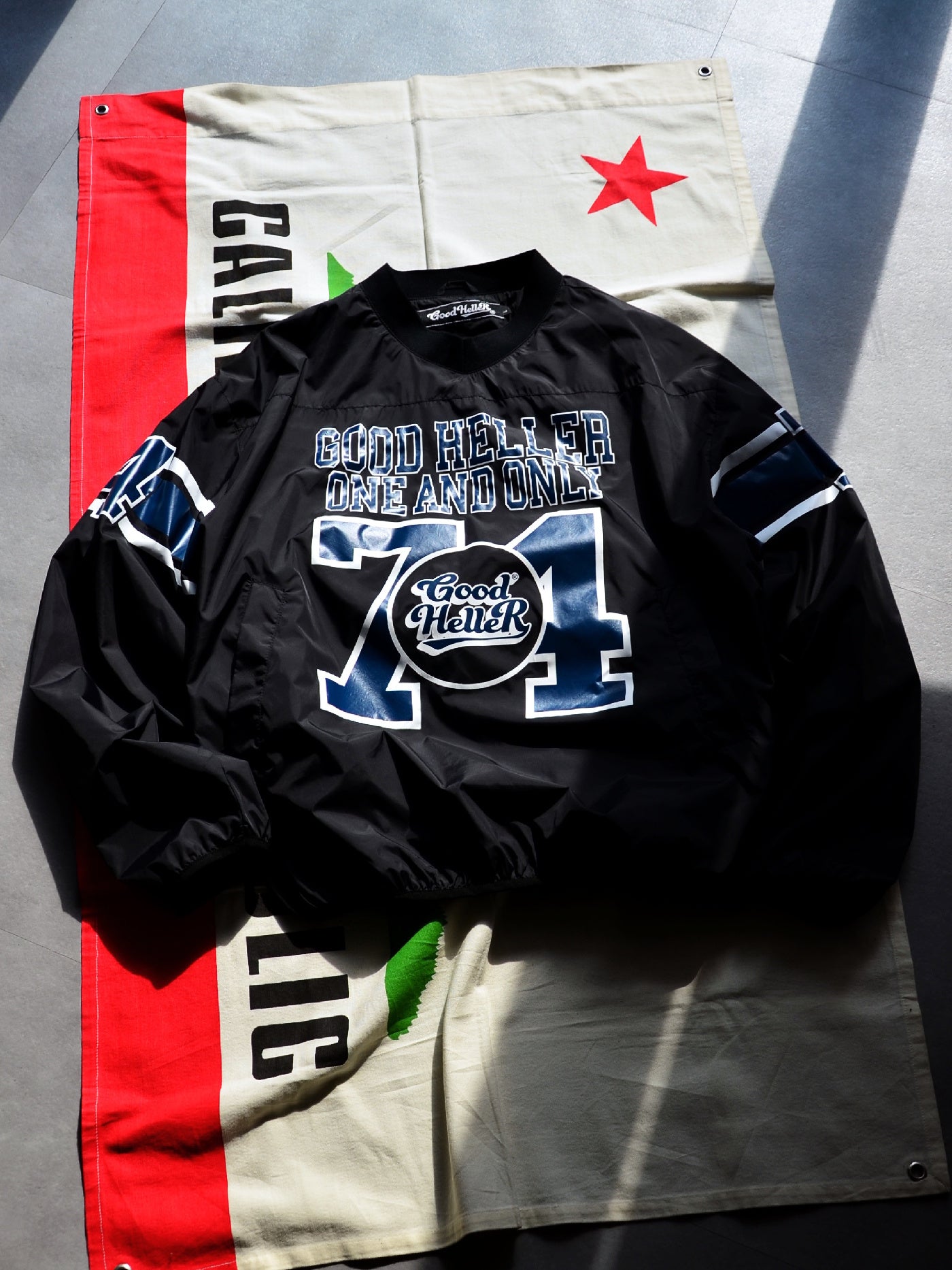 【1.24 (Sat) 12:00 Release】GOOD HELLER | NYLON FOOTBALL L/S T-SHIRT - Black