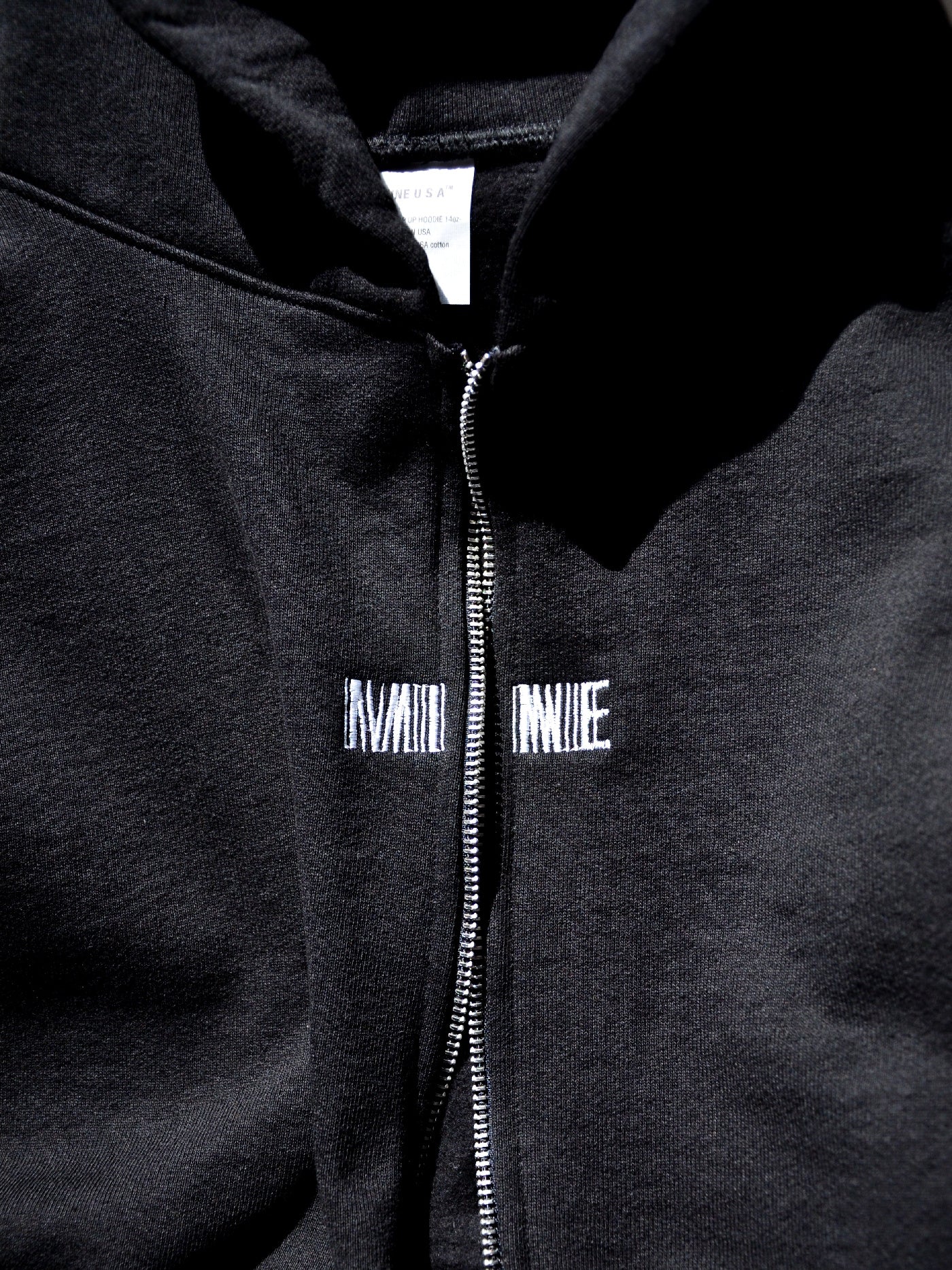 MINE USA | Embroidery Zip Up Hoodie - Black