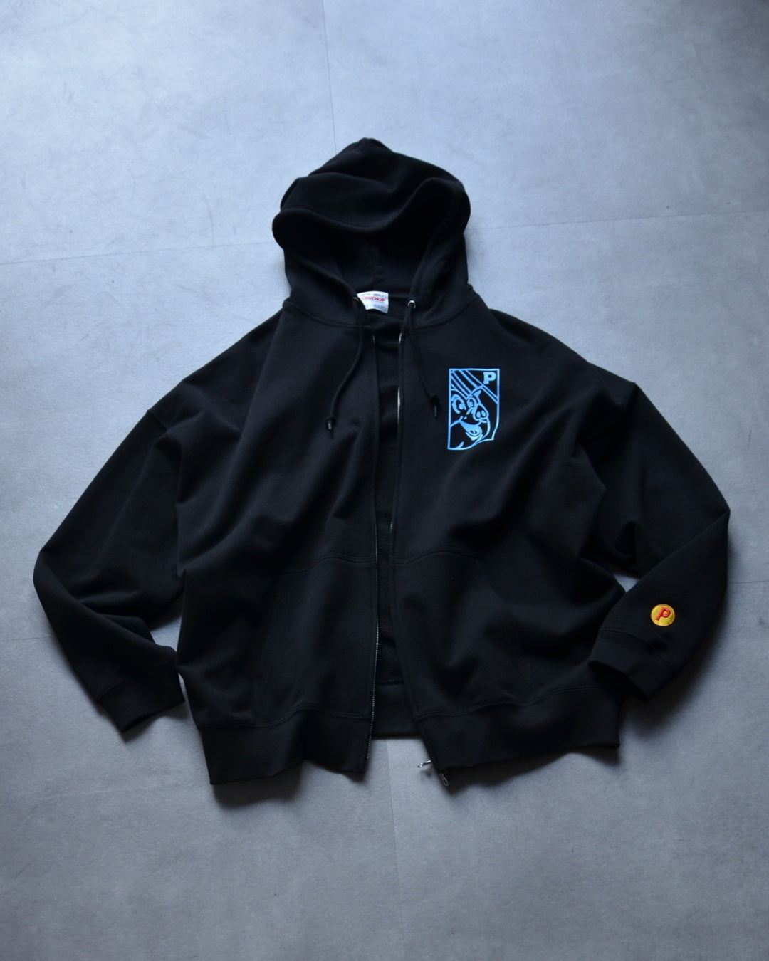 PORKCHOP | O.P. SQUARE ZIP UP HOODIE - Black