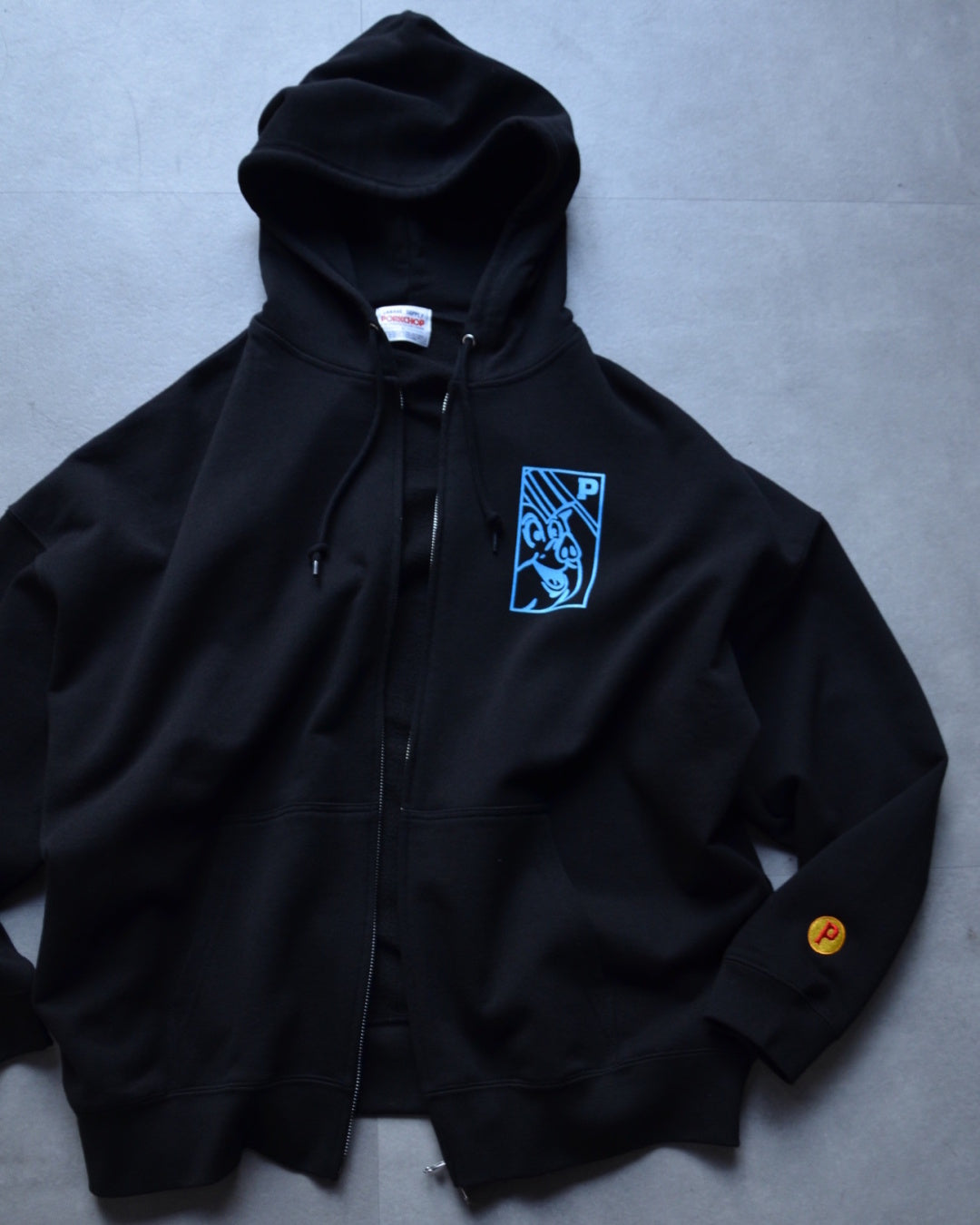 PORKCHOP | O.P. SQUARE ZIP UP HOODIE - Black