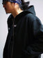 MINE USA | Embroidery Zip Up Hoodie - Black