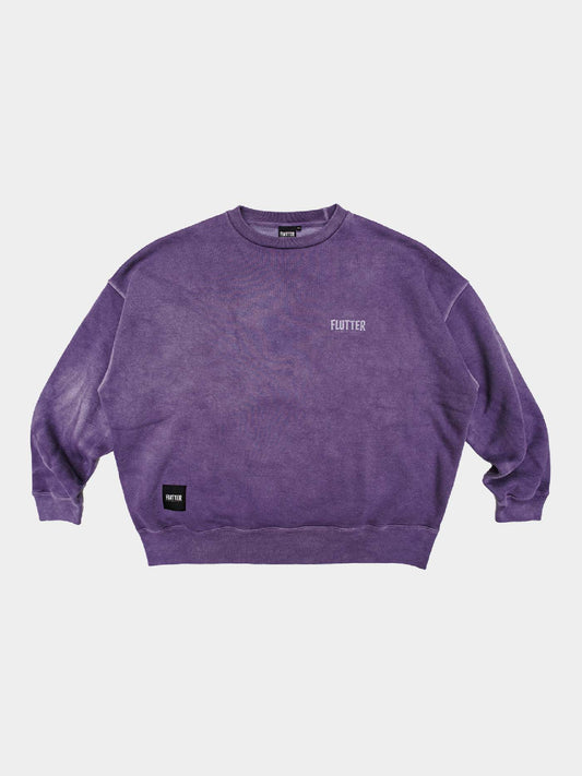 【2.25 (Tue) 12:00 Release】FLUTTER | Pigment Dye Origin logo B/S Sweat - Purple