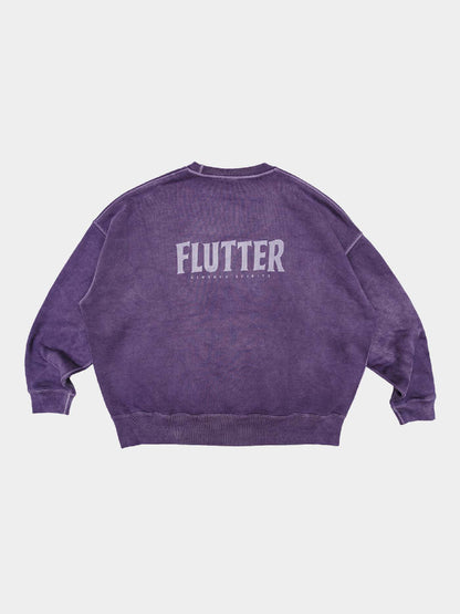 【2.25 (Tue) 12:00 Release】FLUTTER | Pigment Dye Origin logo B/S Sweat - Purple