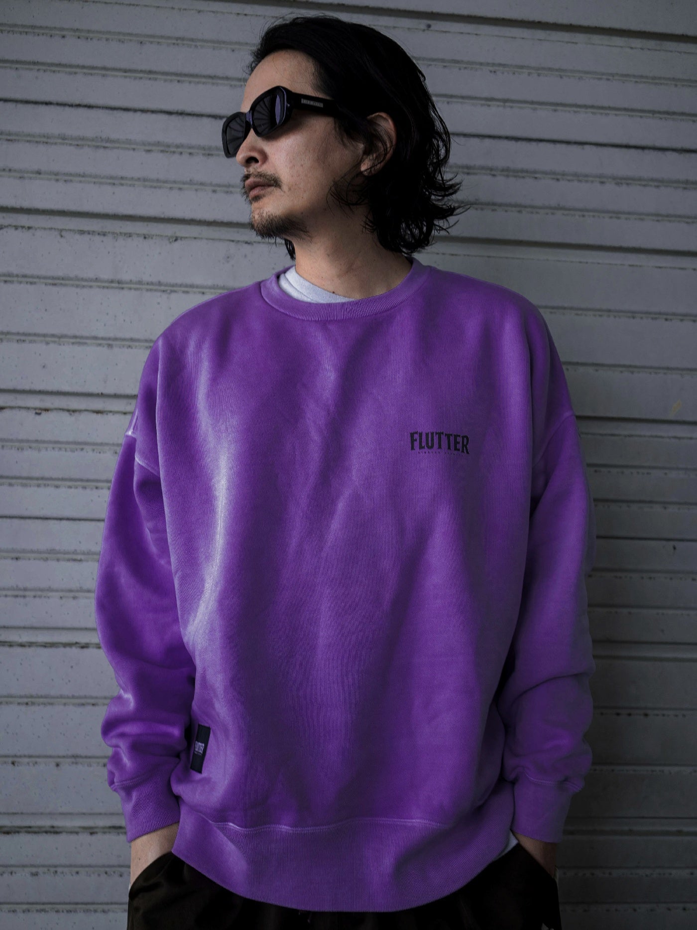 【2.25 (Tue) 12:00 Release】FLUTTER | Pigment Dye Origin logo B/S Sweat - Purple