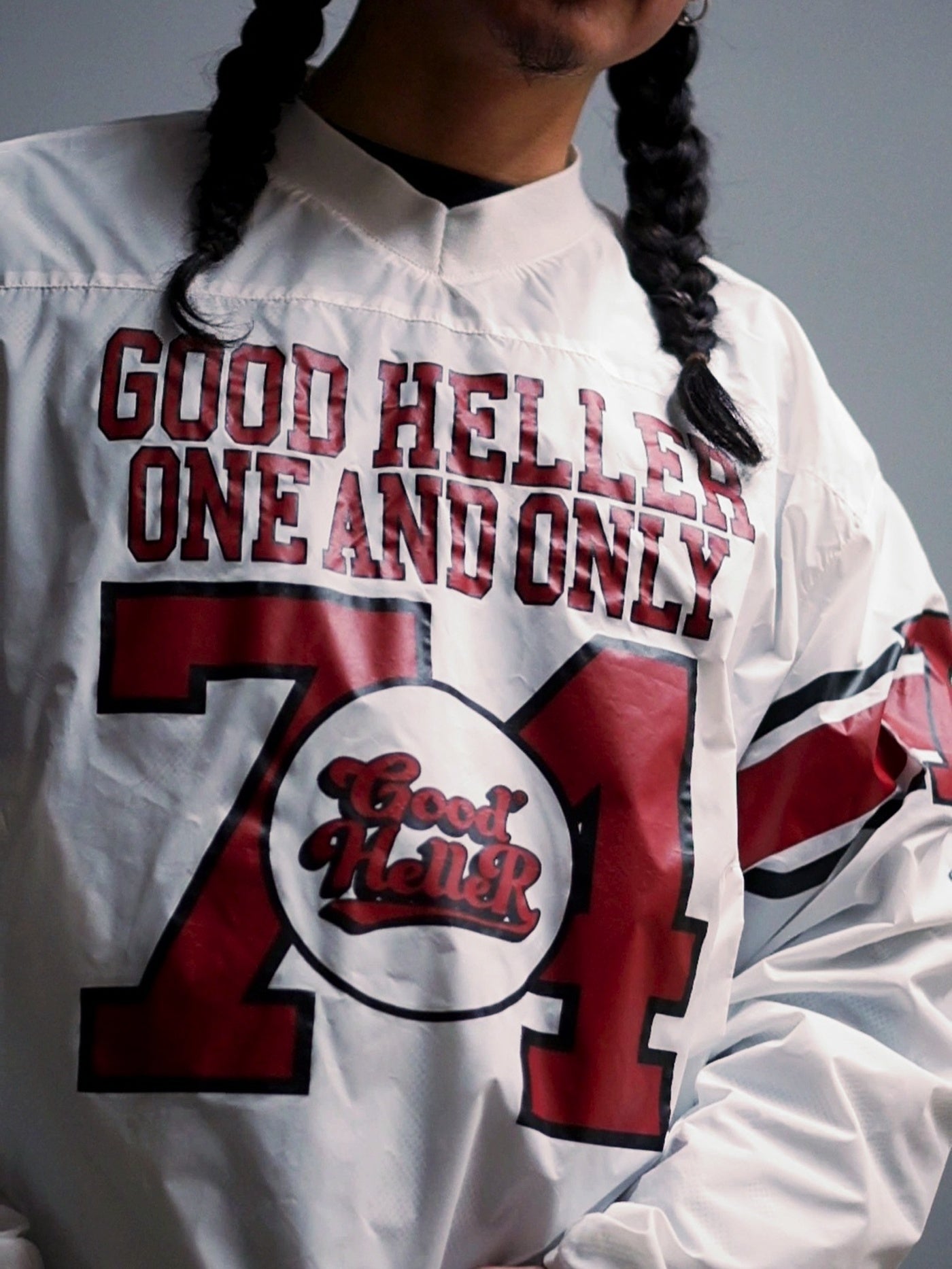 【1.24 (Sat) 12:00 Release】GOOD HELLER | NYLON FOOTBALL L/S T-SHIRT - White