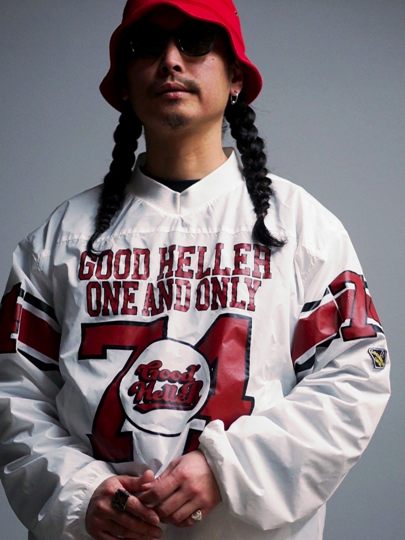 【1.24 (Sat) 12:00 Release】GOOD HELLER | NYLON FOOTBALL L/S T-SHIRT - White