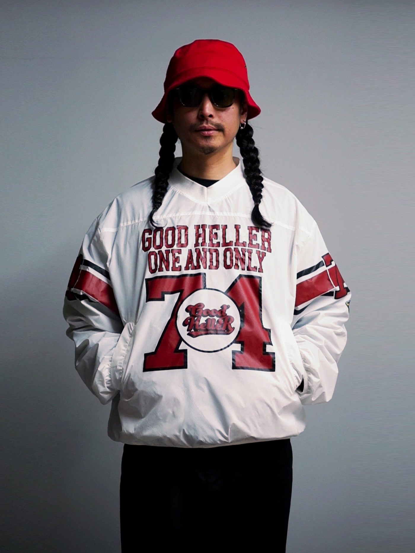 【1.24 (Sat) 12:00 Release】GOOD HELLER | NYLON FOOTBALL L/S T-SHIRT - White