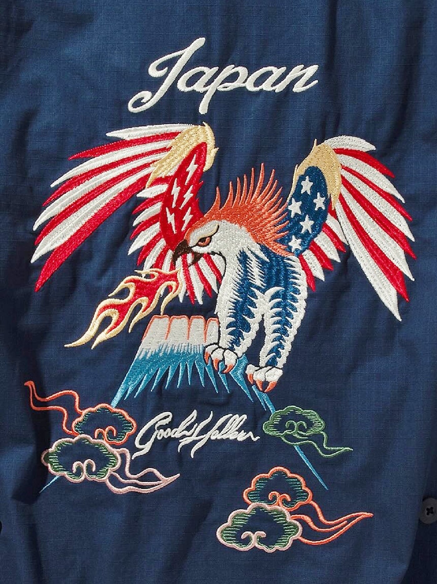 GOOD HELLER | KOR ARMY TYPE SOUVENIR JACKET DRAGON AND US EAGLE EMBROIDERIES - Navy