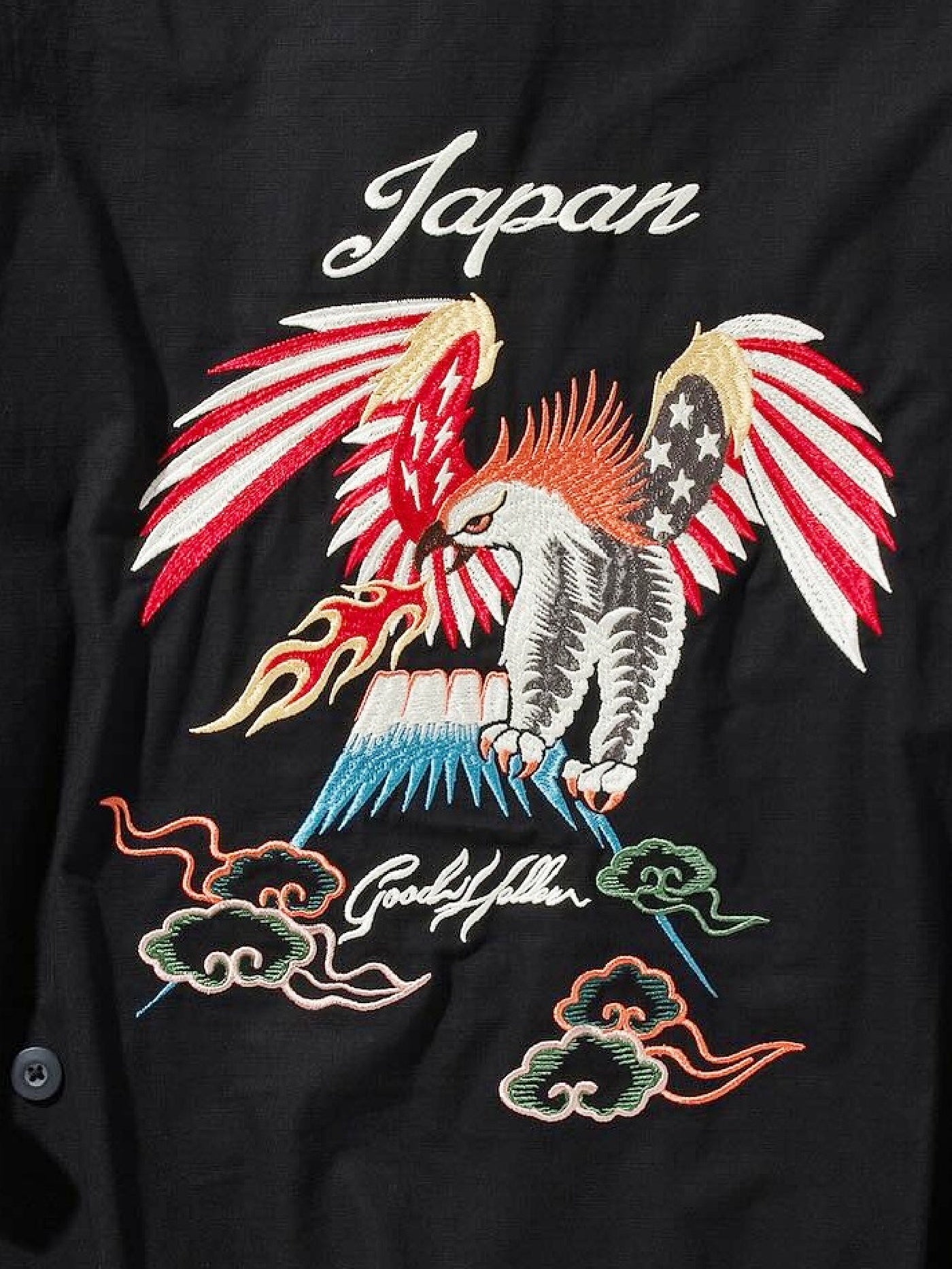 GOOD HELLER | KOR ARMY TYPE SOUVENIR JACKET DRAGON AND US EAGLE EMBROIDERIES - Black