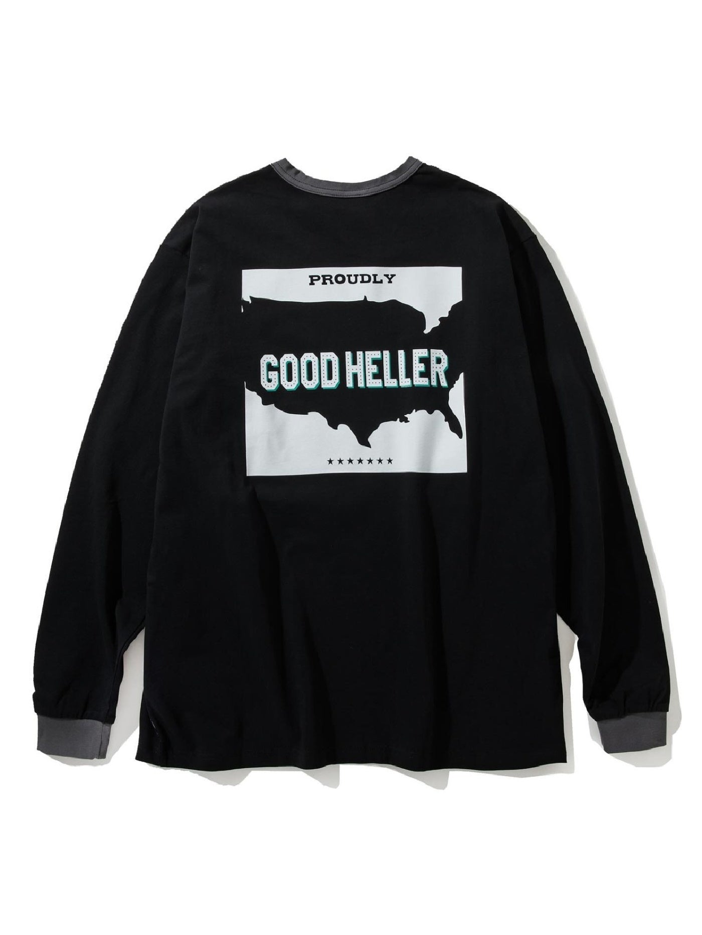 GOOD HELLER | AMERICAN LOGO TRIM L/S T-SHIRT - Black