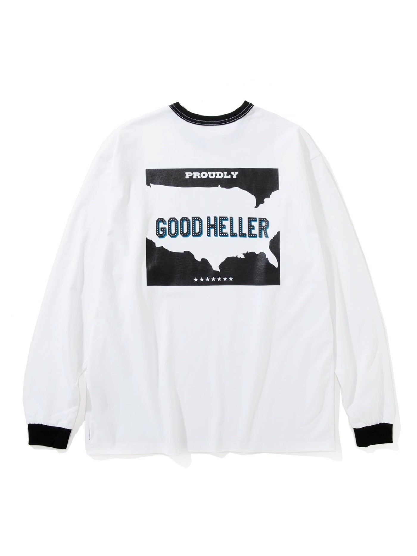 GOOD HELLER | AMERICAN LOGO TRIM L/S T-SHIRT - White