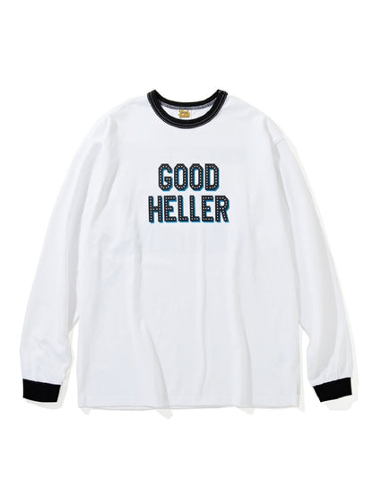 GOOD HELLER | AMERICAN LOGO TRIM L/S T-SHIRT - White