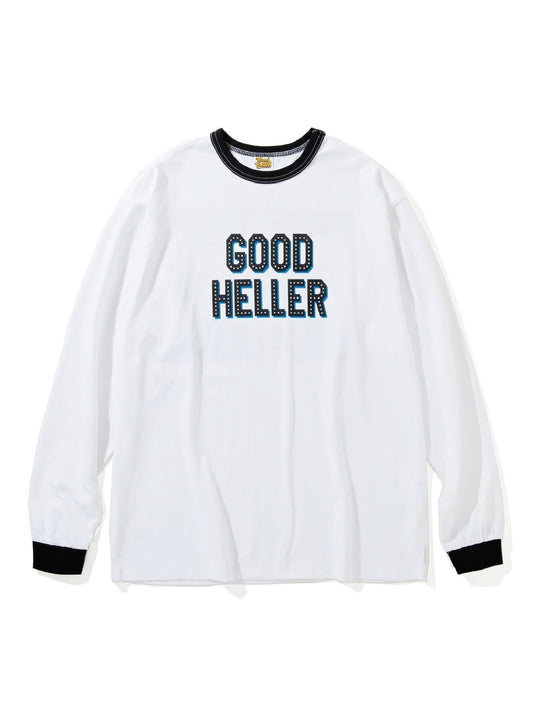 GOOD HELLER | AMERICAN LOGO TRIM L/S T-SHIRT - White