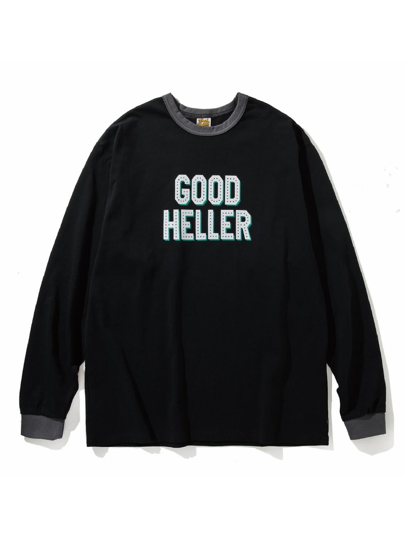 GOOD HELLER | AMERICAN LOGO TRIM L/S T-SHIRT - Black