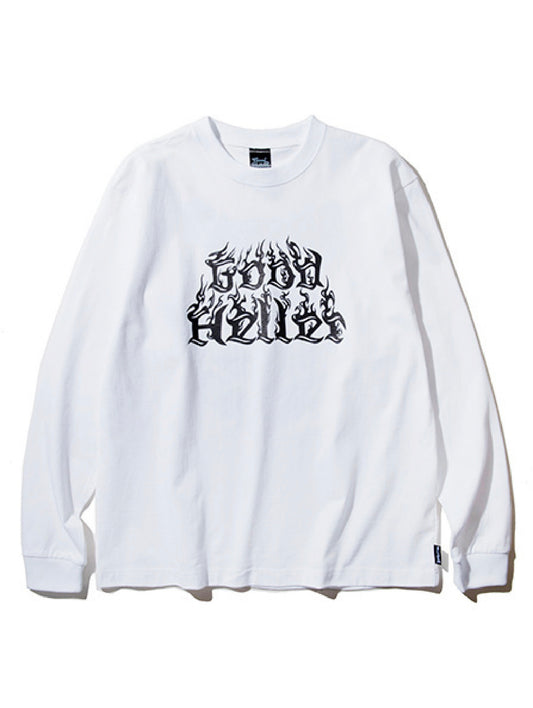 GOOD HELLER | SKULL LOGO 9.5oz L/S T-SHIRT - White