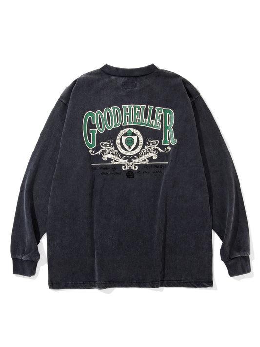 【1.24 (Sat) 12:00 Release】GOOD HELLER | US OLD SIGN LOGO USED WASH L/S POCKET T-SHIRT - Black